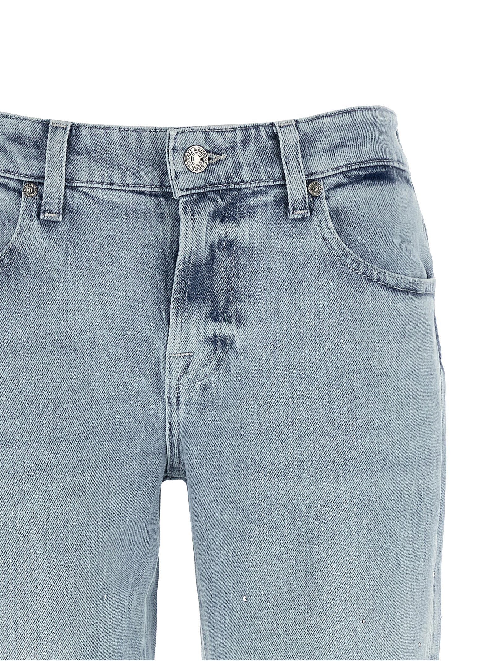 7 For All Mankind Blue Cotton Straight-Leg Jeans 7 For All Mankind