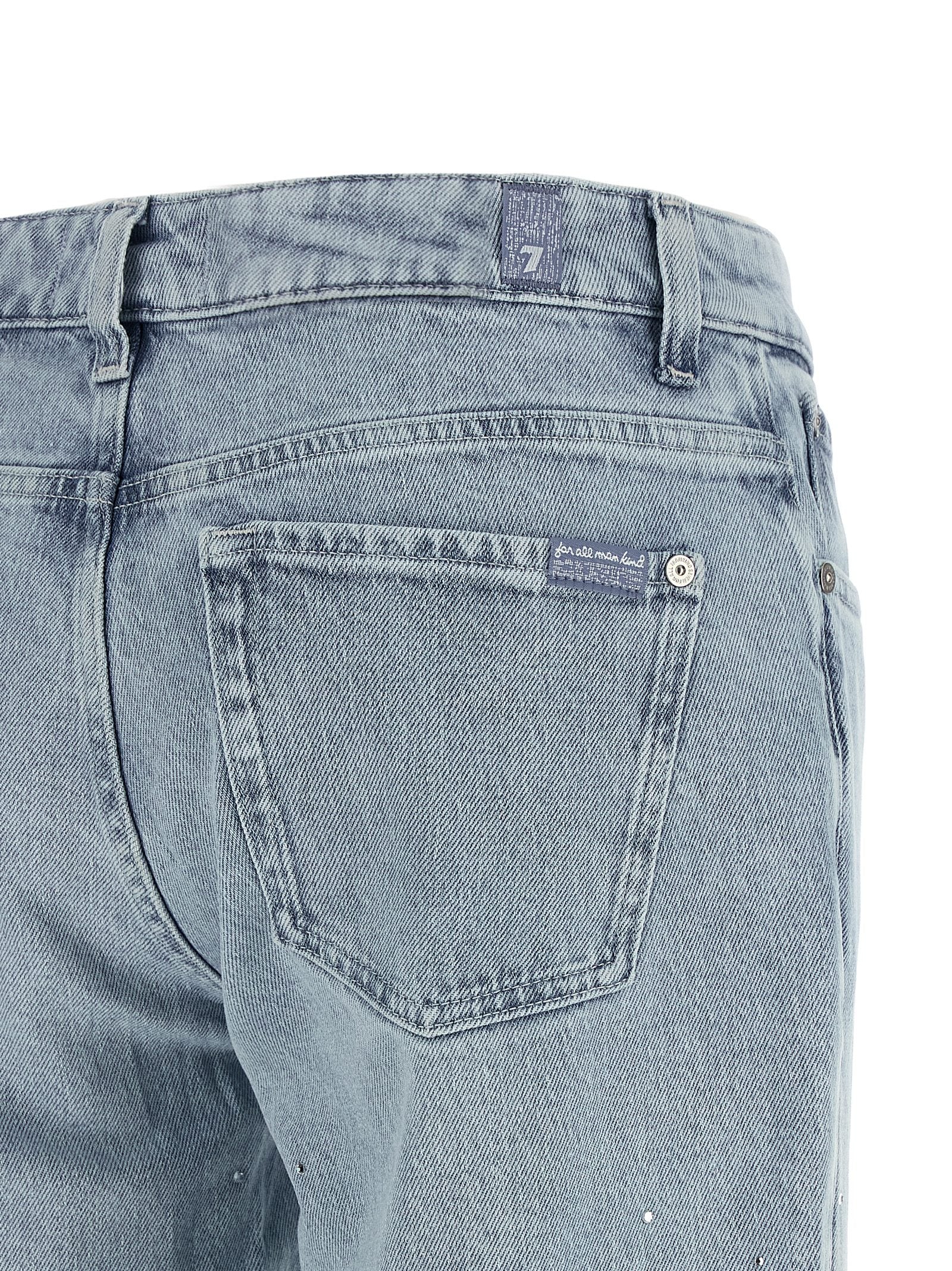 7 For All Mankind Blue Cotton Straight-Leg Jeans 7 For All Mankind