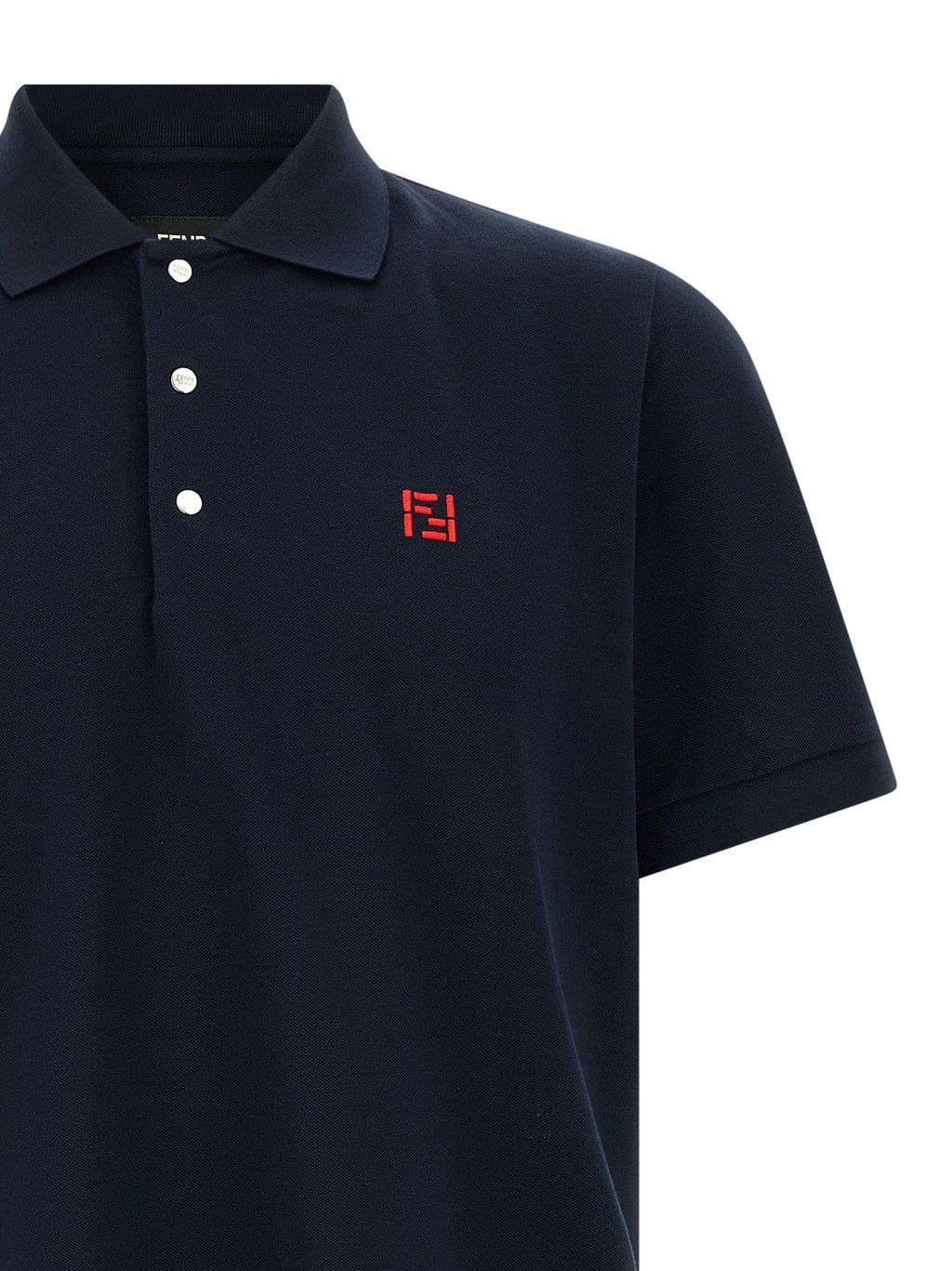 Fendi Blue Cotton Polo Shirt Fendi