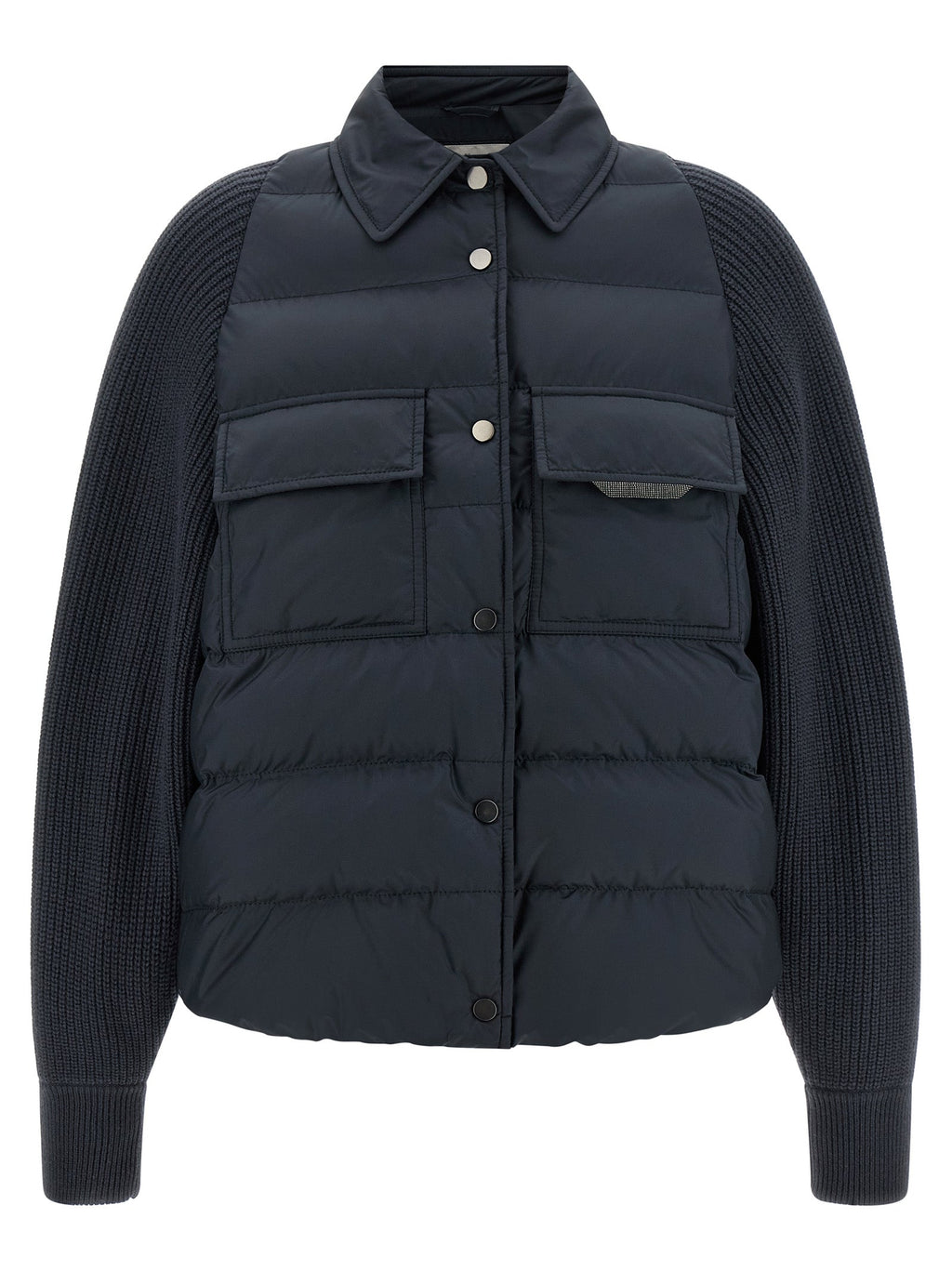 Brunello Cucinelli Blue Polyester Full-Length Jacket Brunello Cucinelli