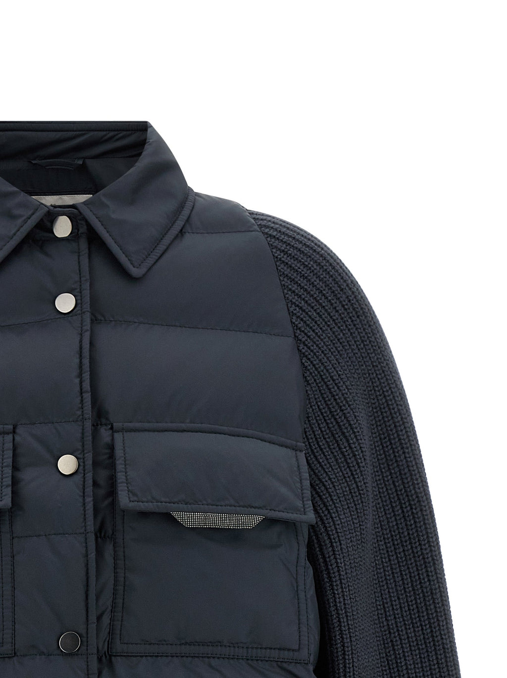 Brunello Cucinelli Blue Polyester Full-Length Jacket Brunello Cucinelli