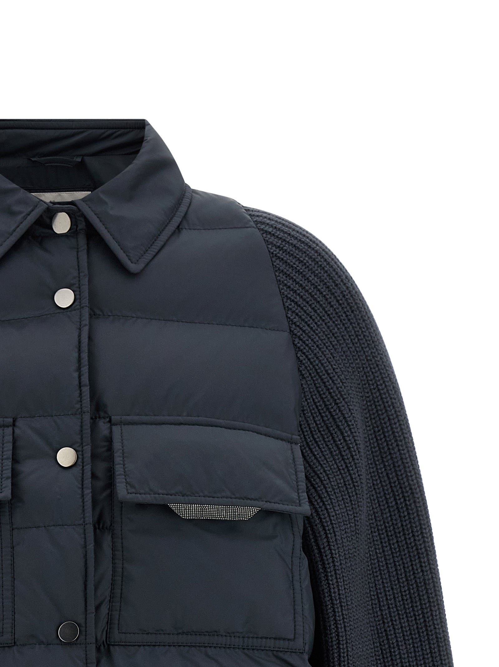 Brunello Cucinelli Blue Polyester Full-Length Jacket Brunello Cucinelli