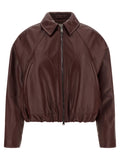 Brunello Cucinelli Bordeaux Calfskin Leather Jacket Brunello Cucinelli