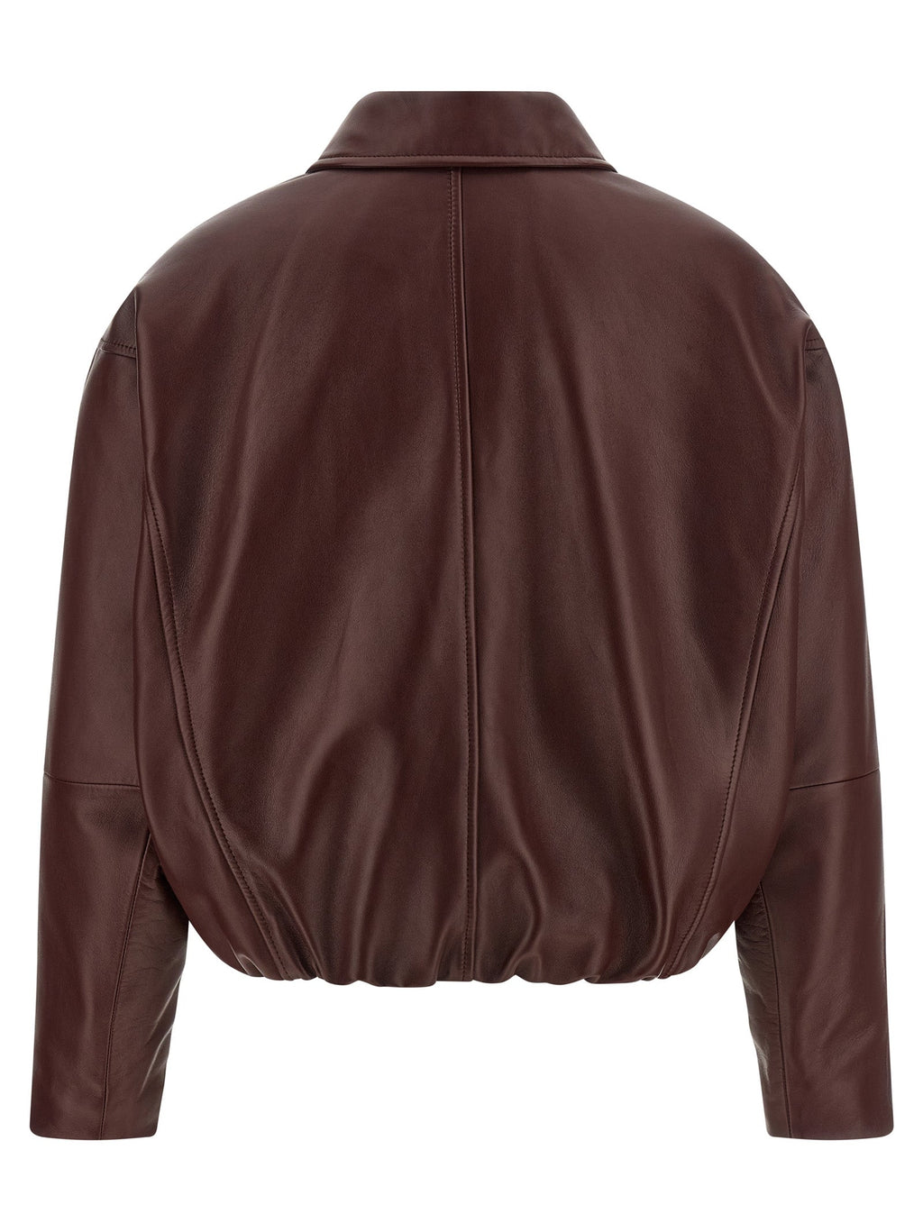 Brunello Cucinelli Bordeaux Calfskin Leather Jacket Brunello Cucinelli