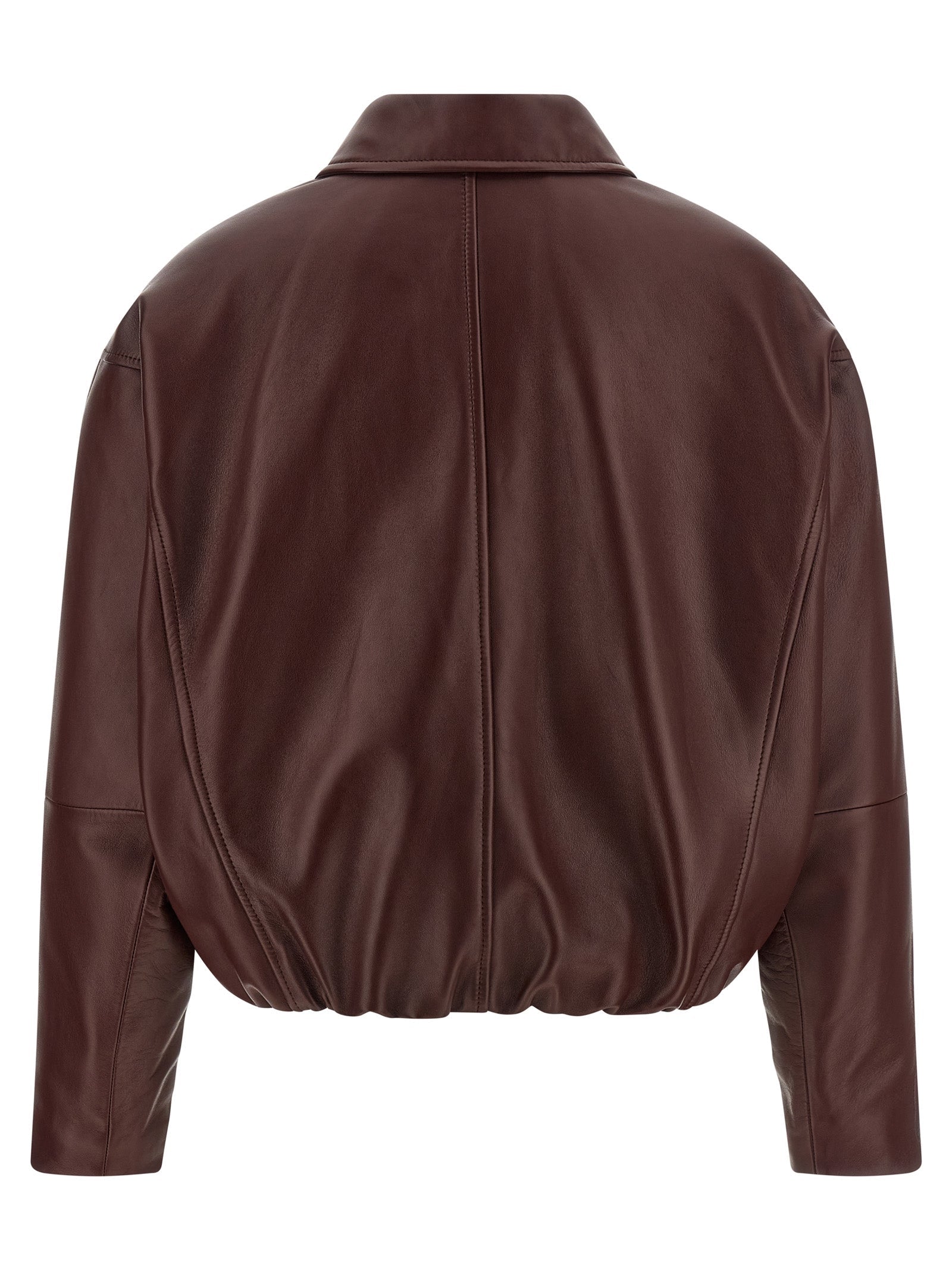 Brunello Cucinelli Bordeaux Calfskin Leather Jacket Brunello Cucinelli