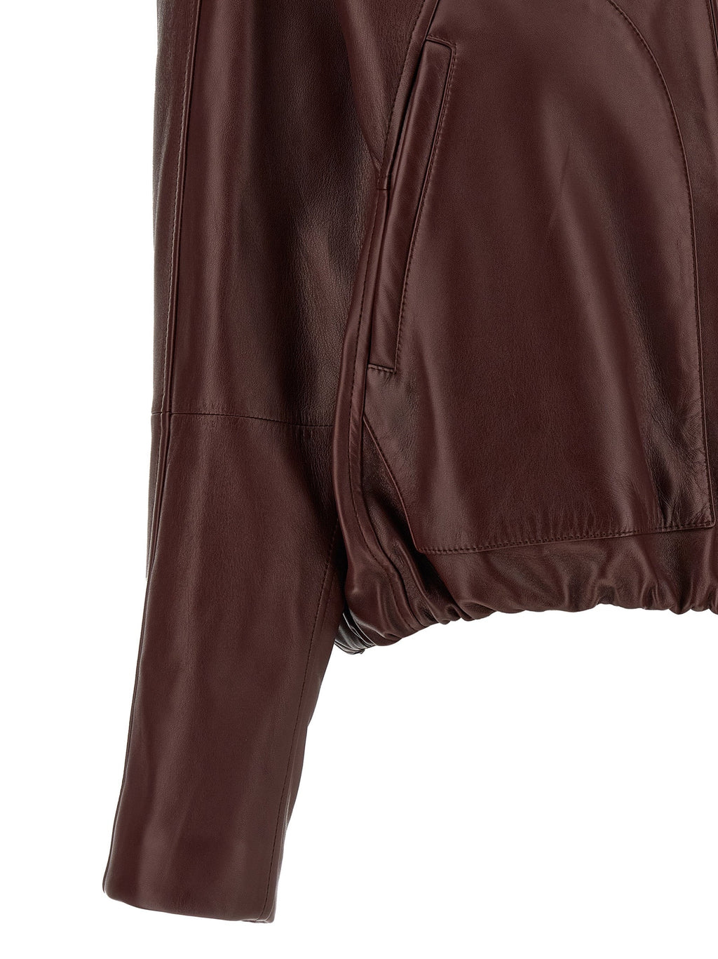 Brunello Cucinelli Bordeaux Calfskin Leather Jacket Brunello Cucinelli