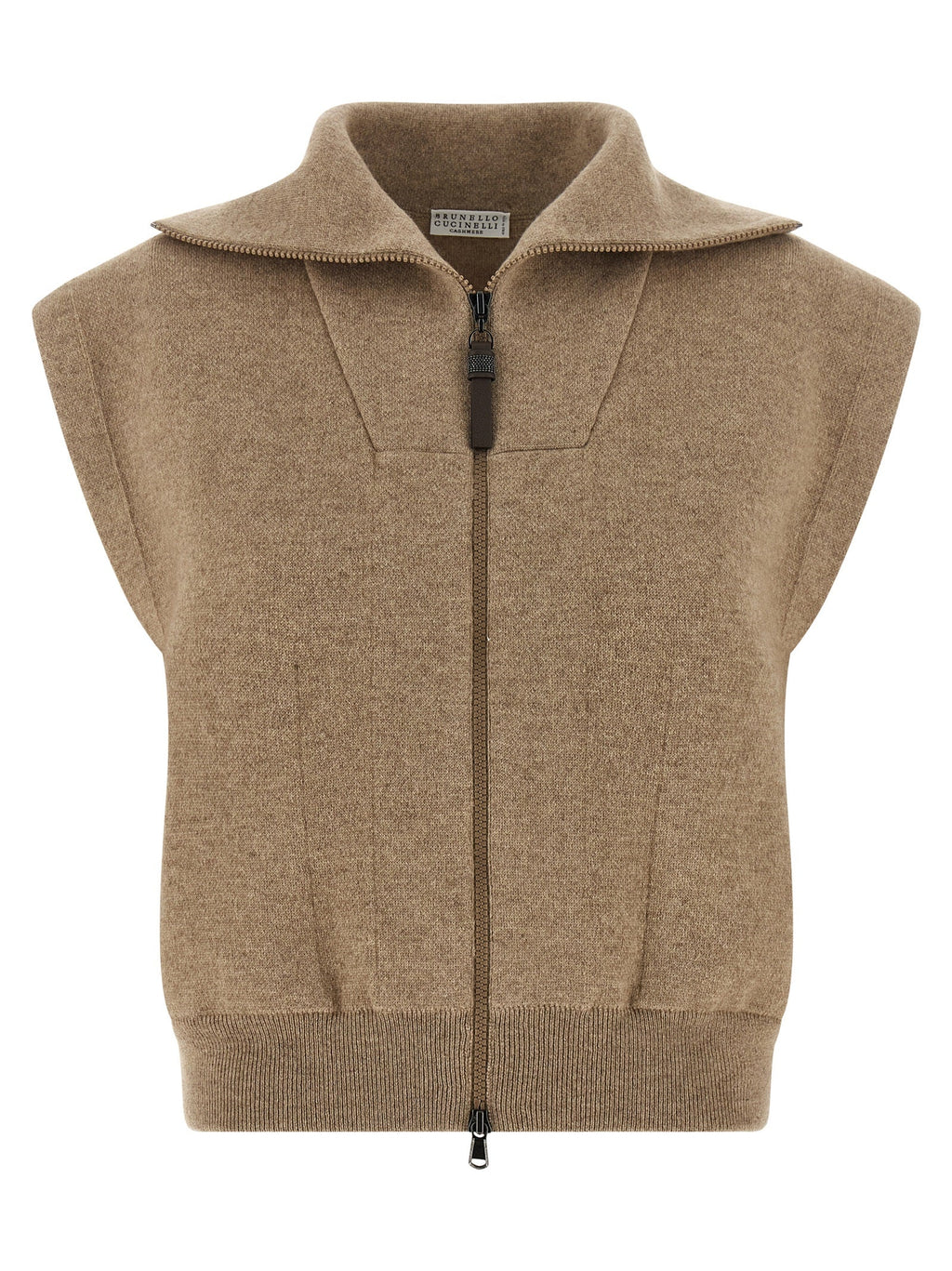 Brunello Cucinelli Beige Cashmere Sleeveless Jacket Brunello Cucinelli