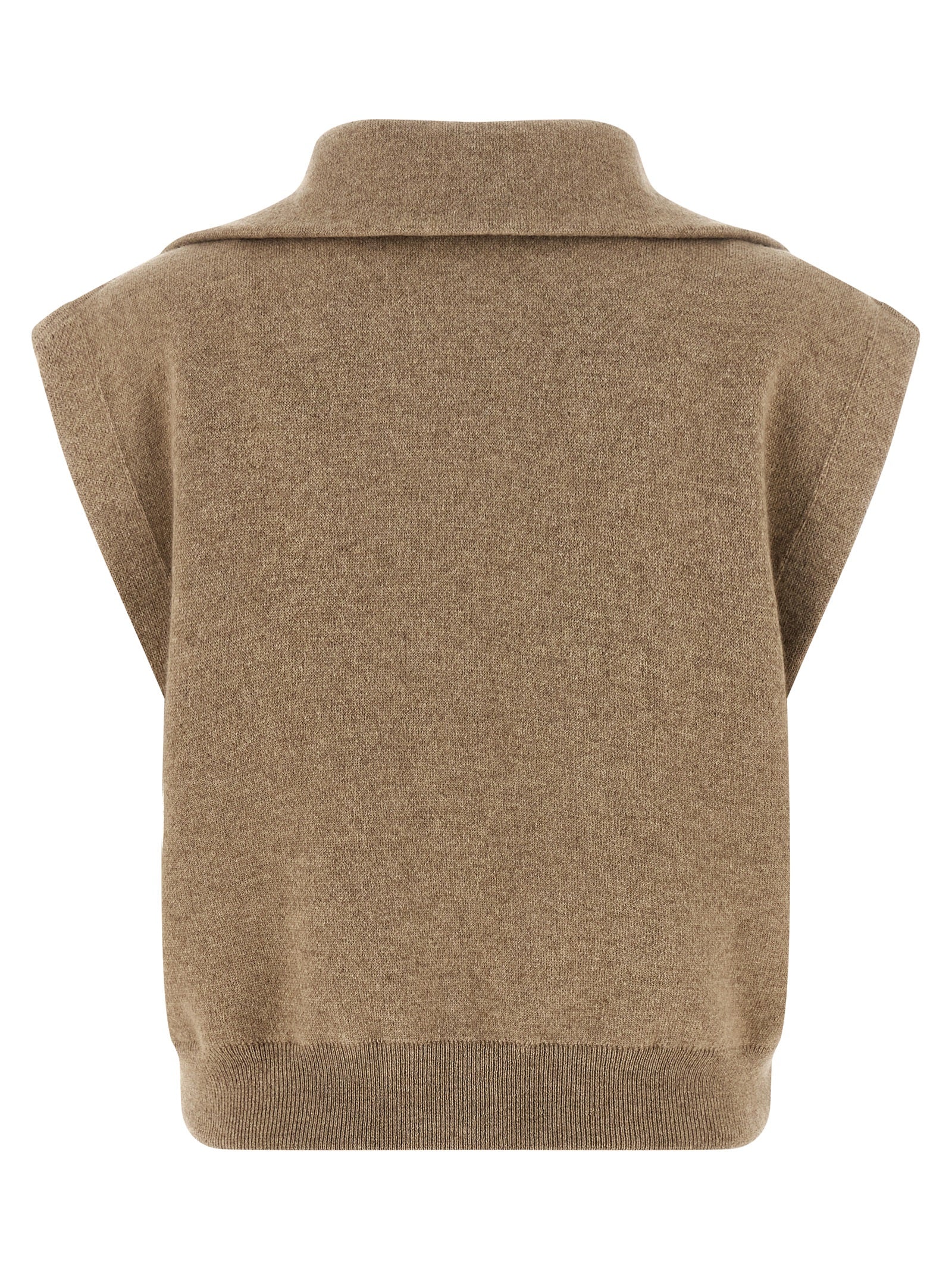 Brunello Cucinelli Beige Cashmere Sleeveless Jacket Brunello Cucinelli