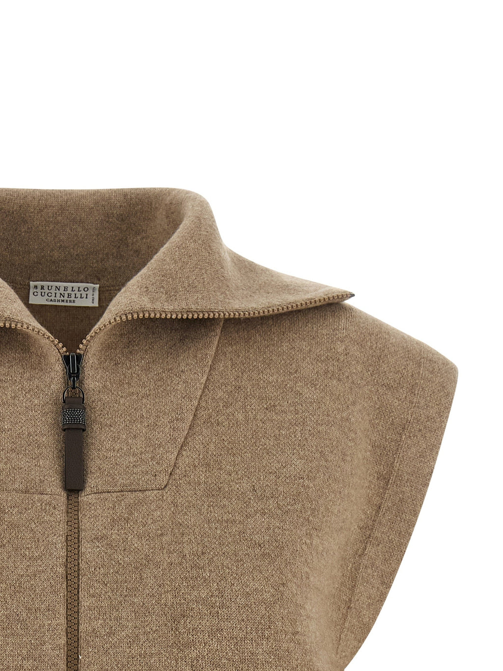 Brunello Cucinelli Beige Cashmere Sleeveless Jacket Brunello Cucinelli