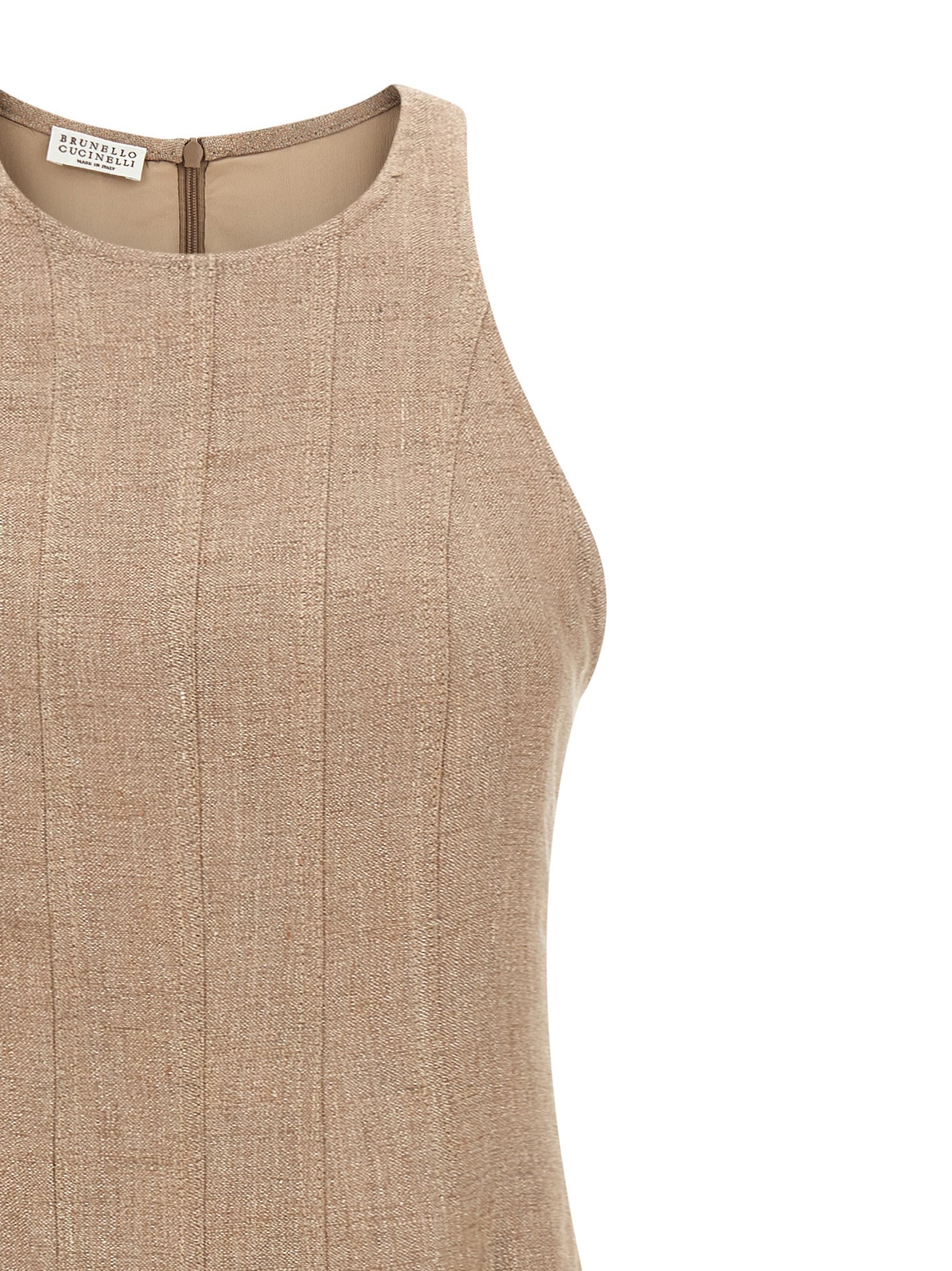 Brunello Cucinelli Beige Linen Long Dress Brunello Cucinelli