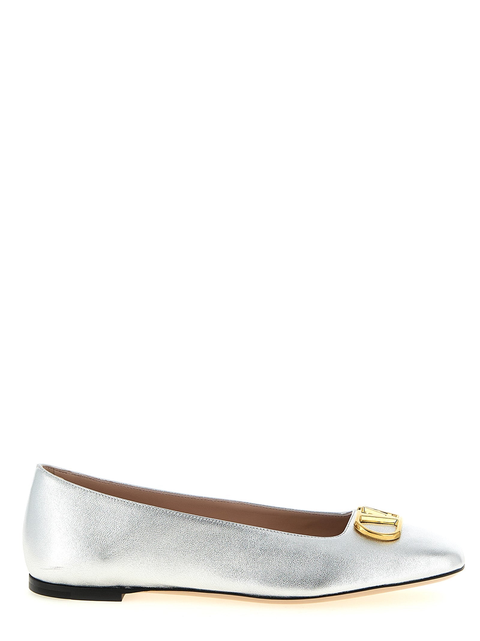 Valentino Garavani Silver Lamb Leather Ballet Flats Valentino Garavani