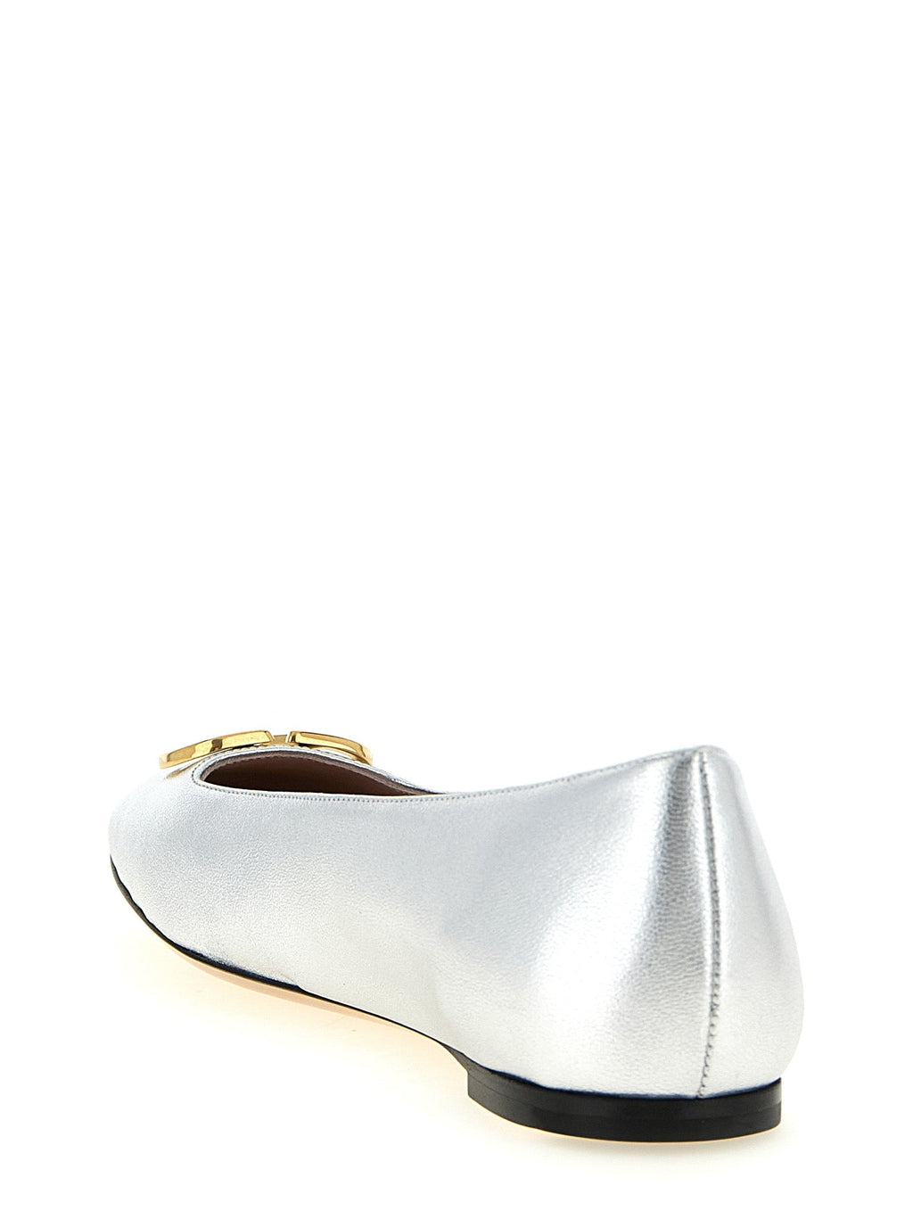 Valentino Garavani Silver Lamb Leather Ballet Flats Valentino Garavani