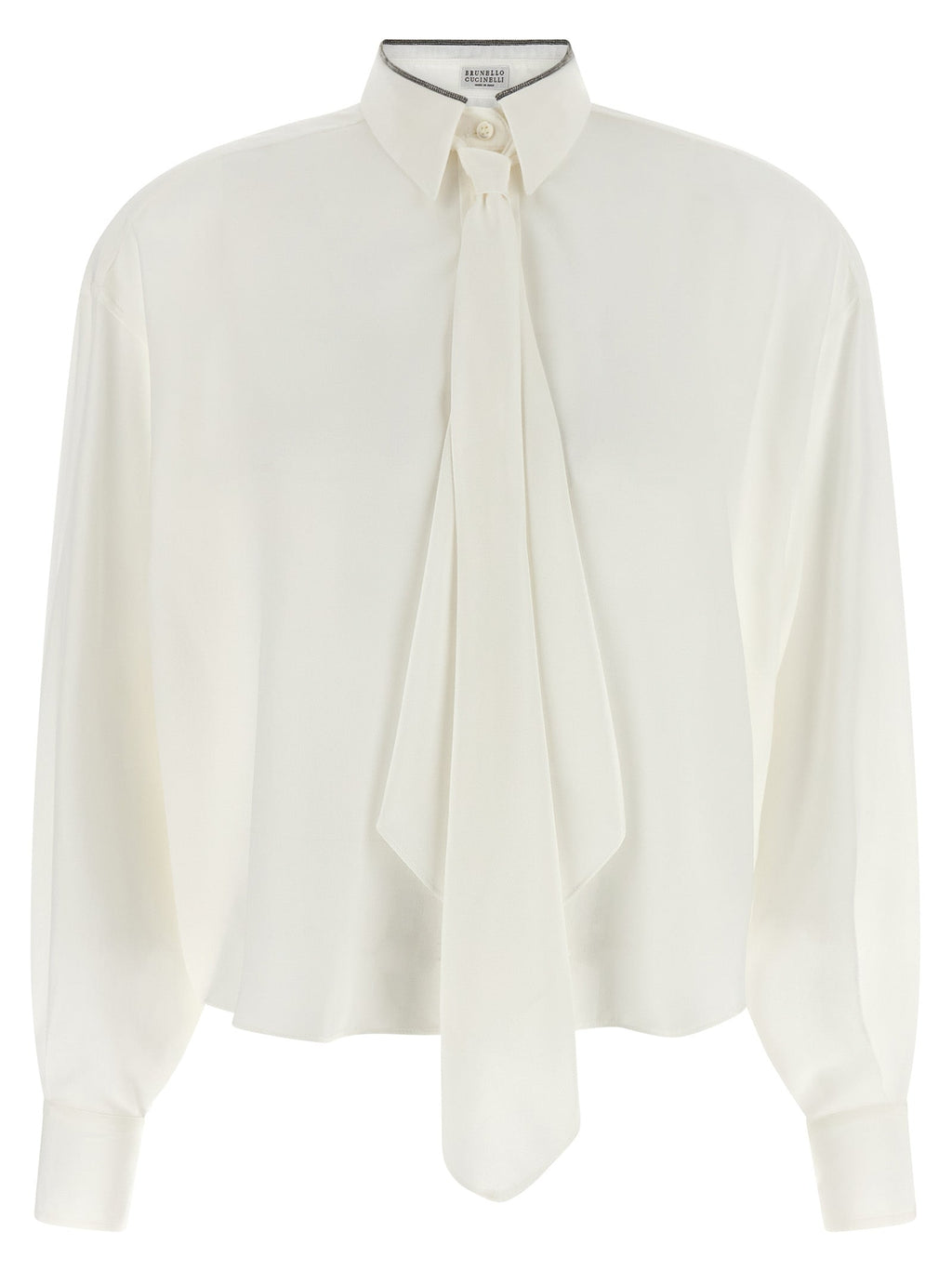 Brunello Cucinelli White Silk Blouse Brunello Cucinelli