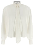 Brunello Cucinelli White Silk Blouse Brunello Cucinelli