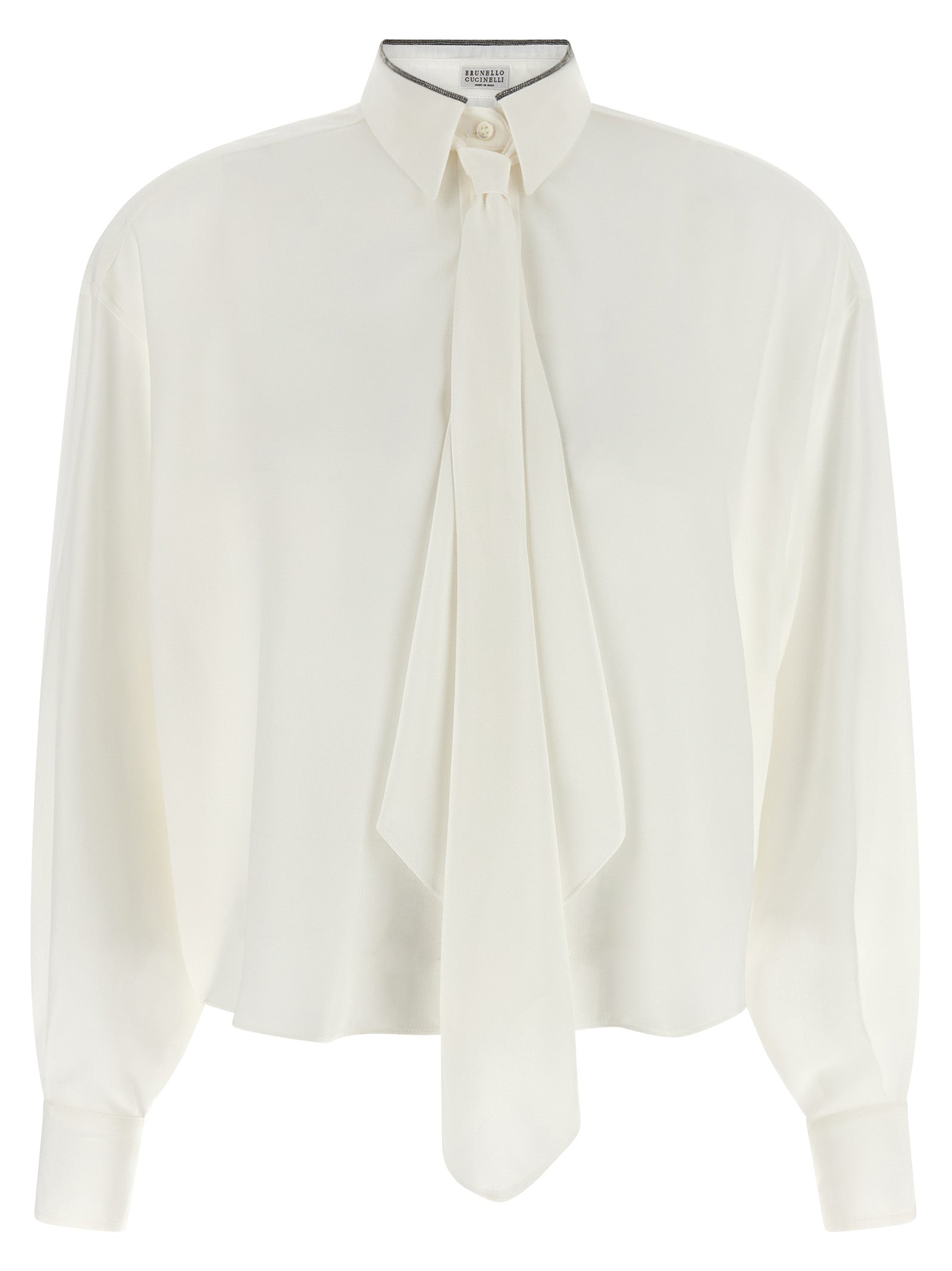 Brunello Cucinelli White Silk Blouse Brunello Cucinelli