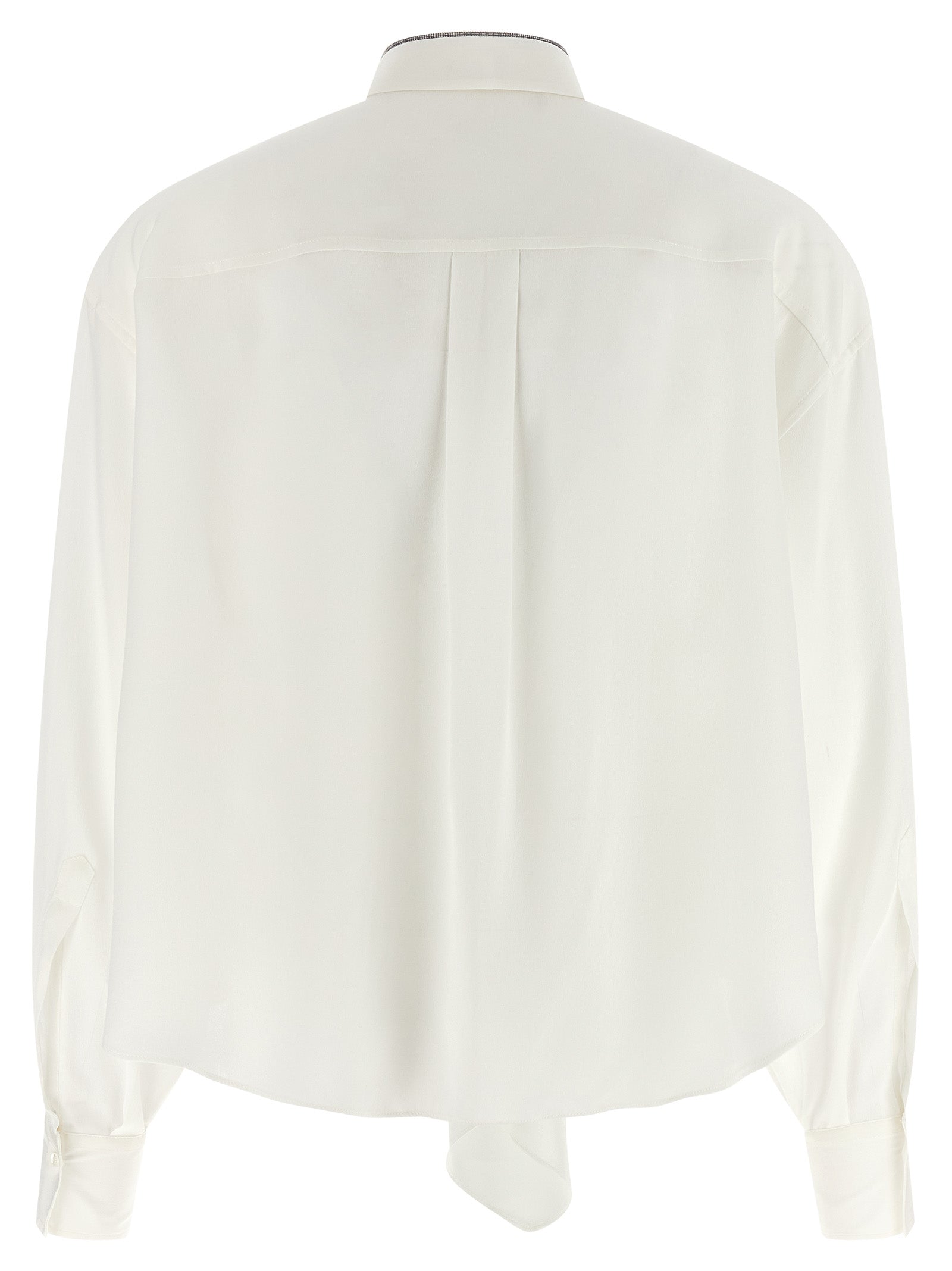 Brunello Cucinelli White Silk Blouse Brunello Cucinelli