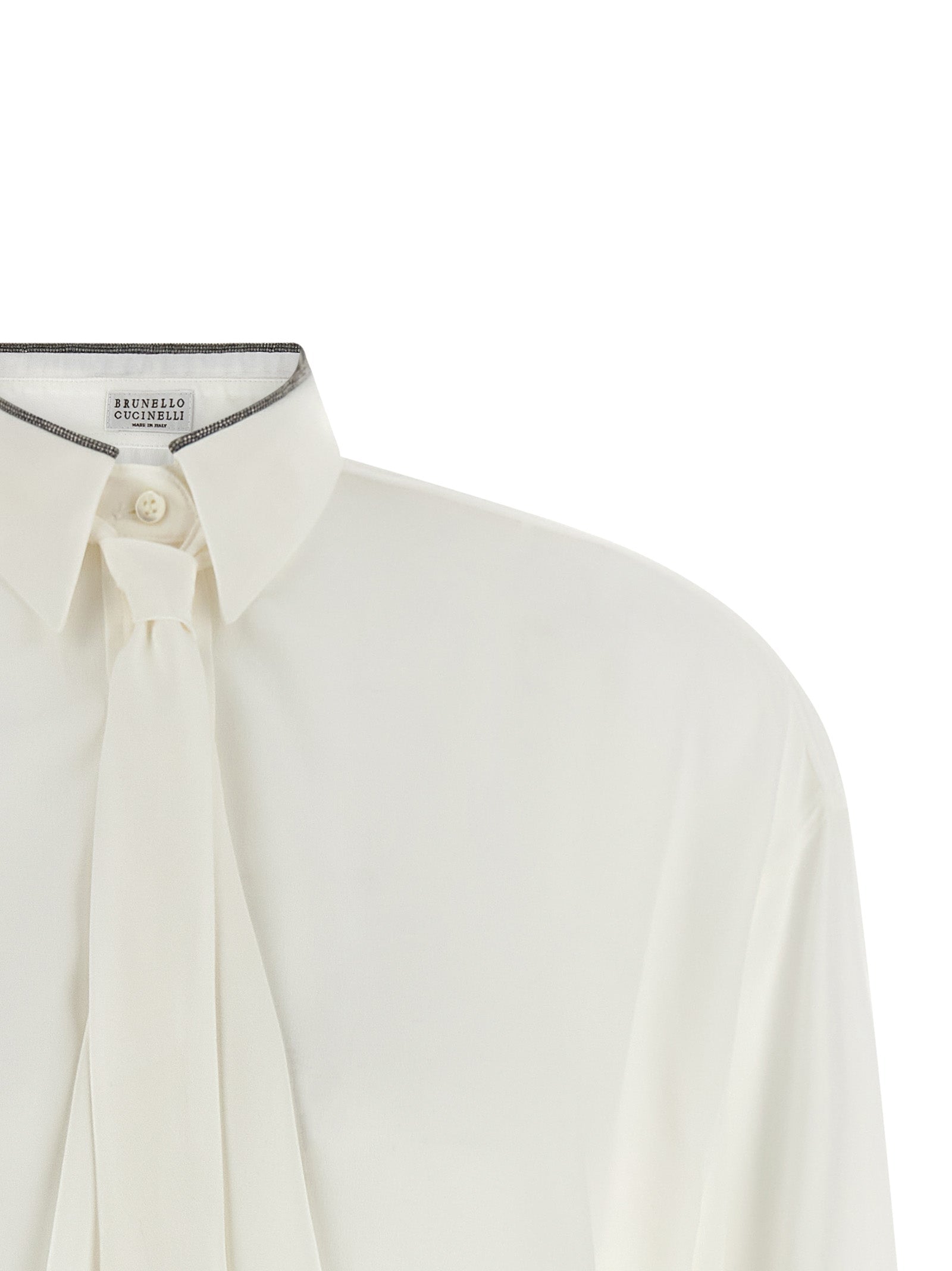 Brunello Cucinelli White Silk Blouse Brunello Cucinelli