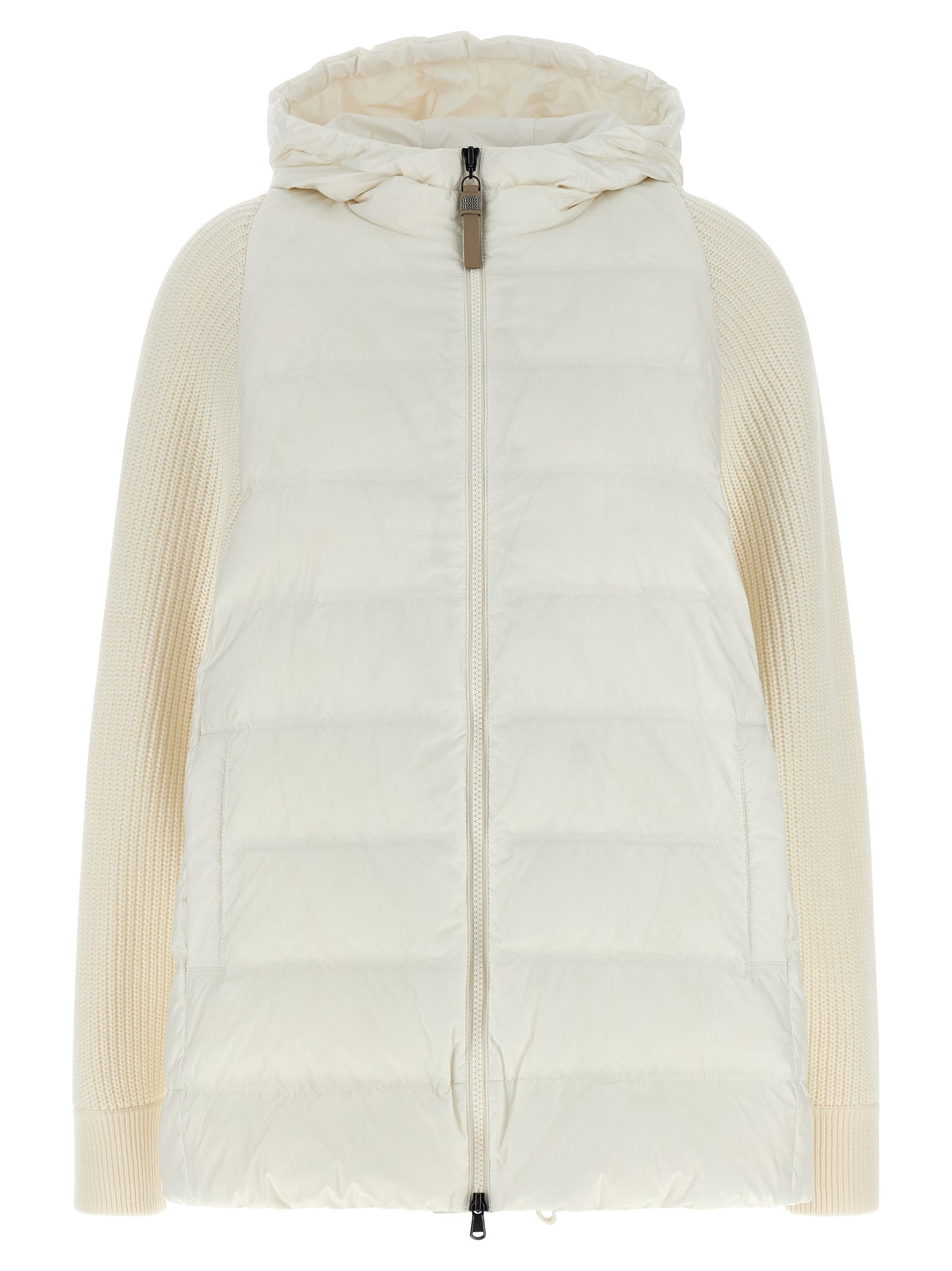 Brunello Cucinelli White Polyester Full-Length Jacket Brunello Cucinelli