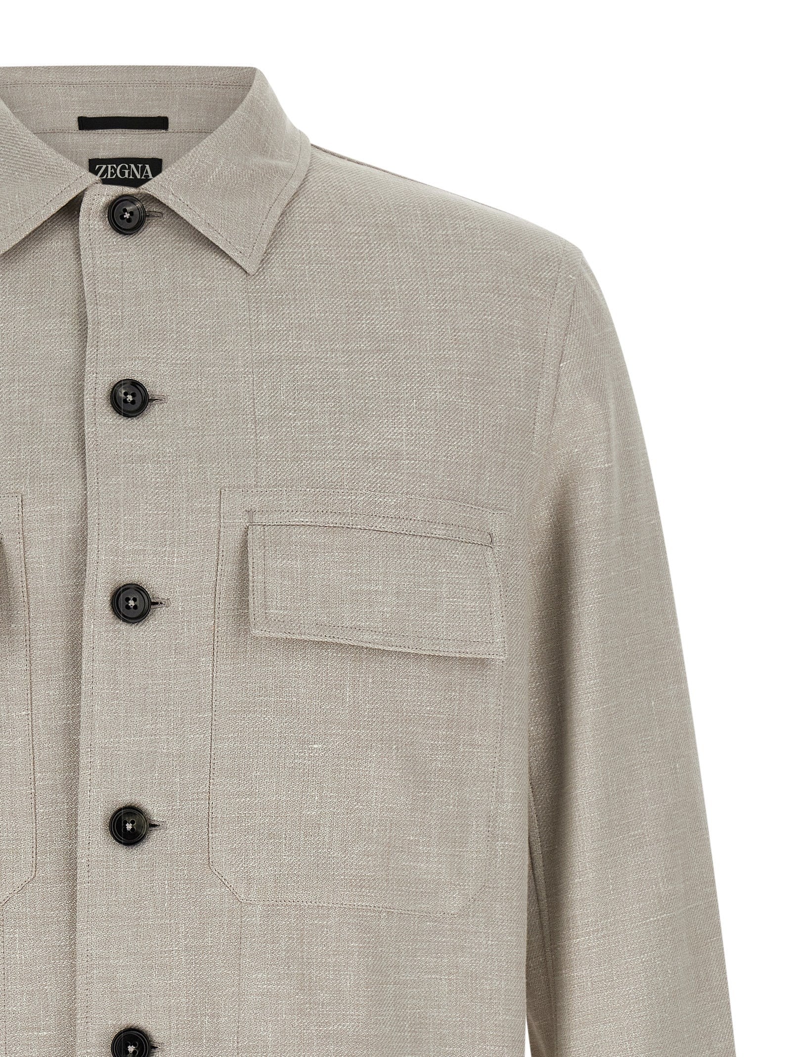 ZEGNA Gray Linen Blouse ZEGNA