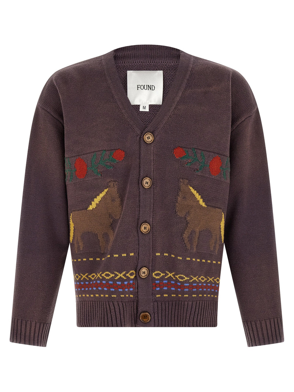 FOUND Brown Cotton Cardigan