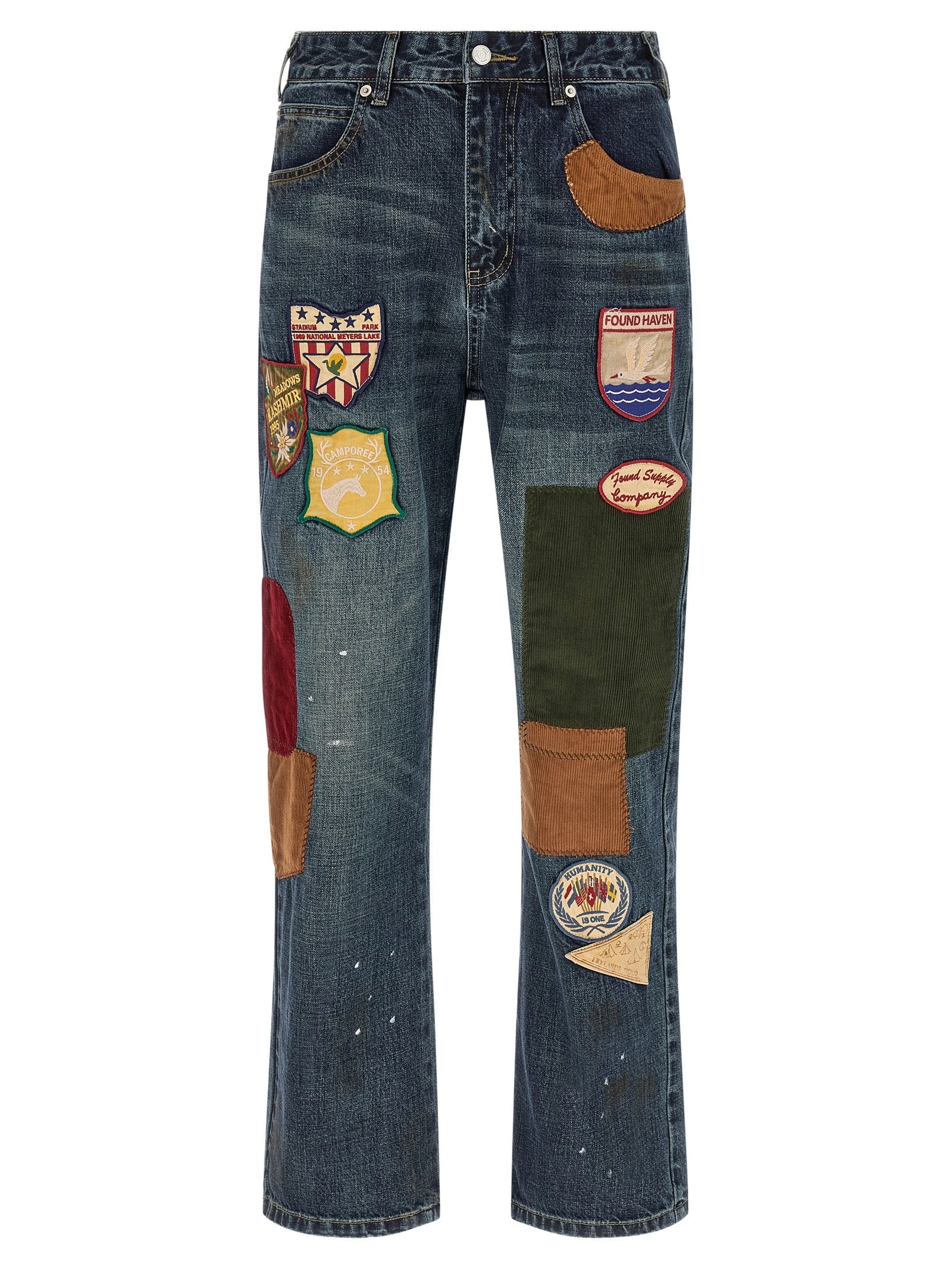 FOUND Blue Cotton Straight-Leg Jeans