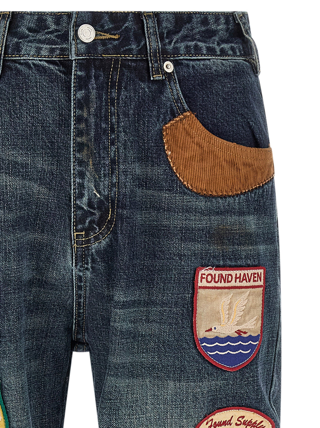 FOUND Blue Cotton Straight-Leg Jeans