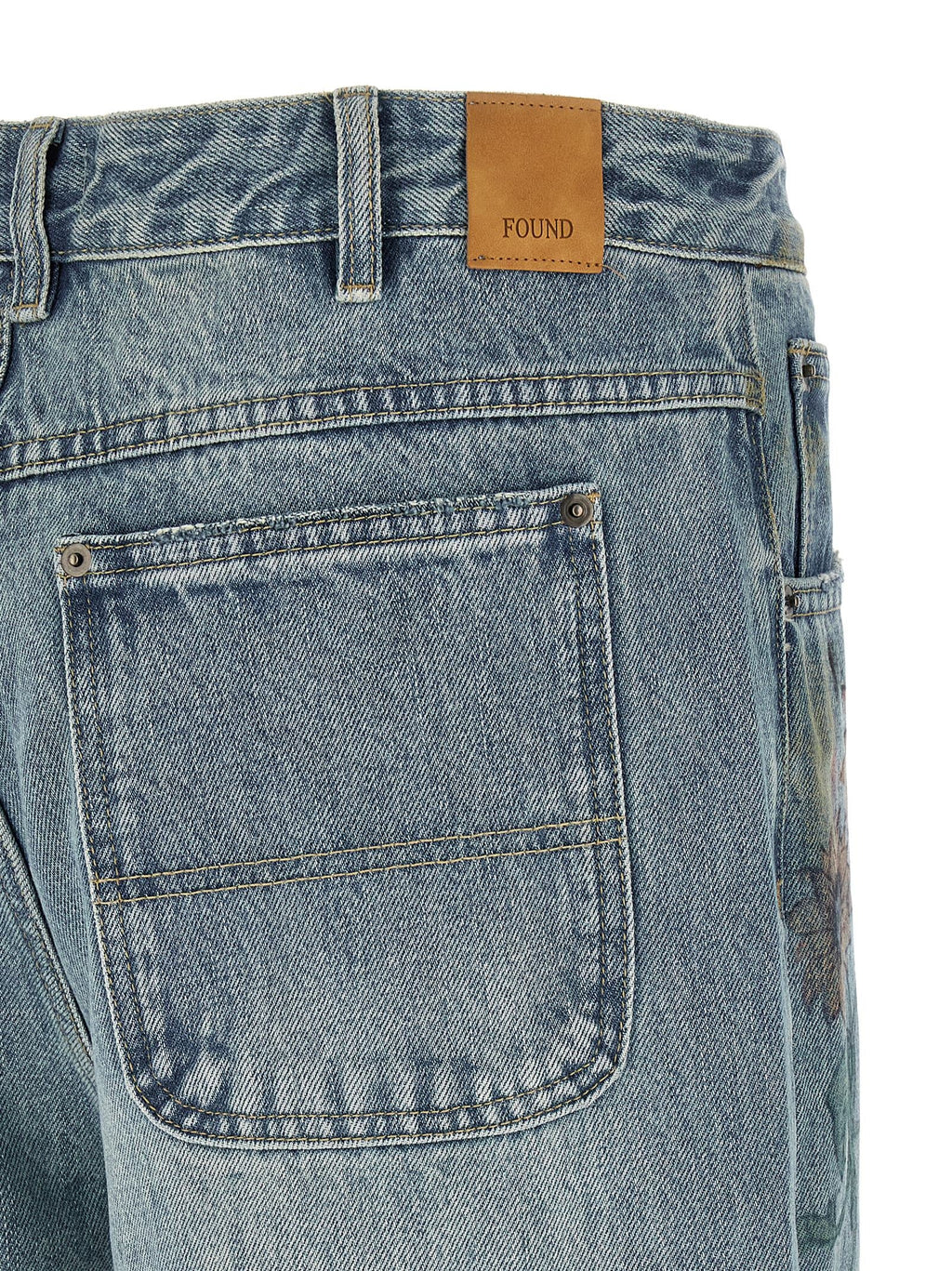 FOUND Blue Cotton Straight-Leg Jeans