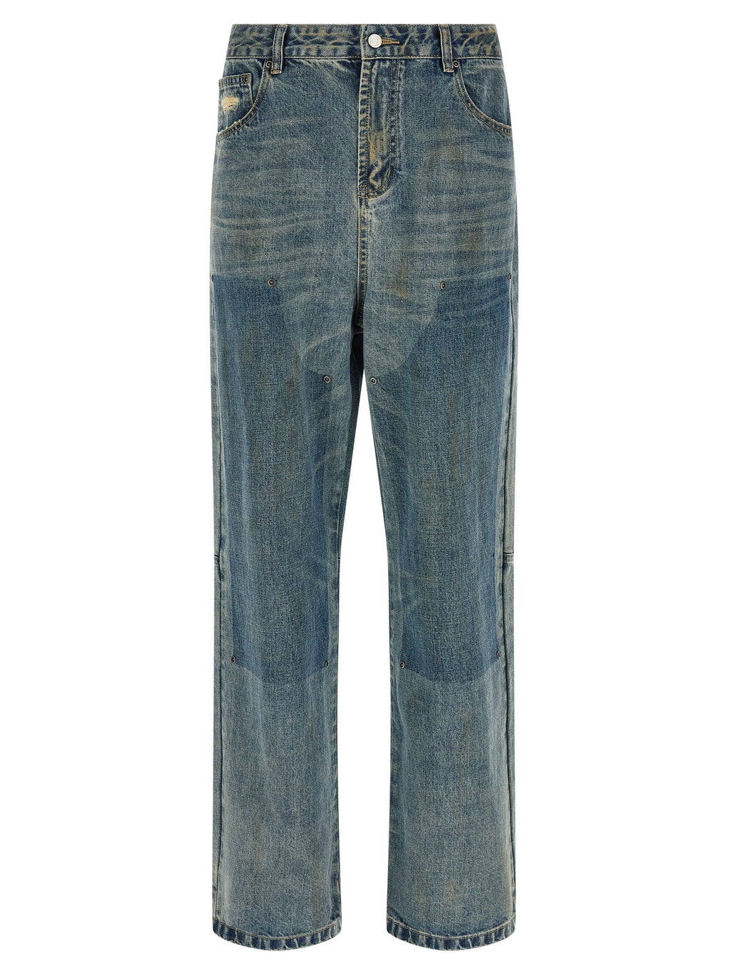 FOUND Blue Cotton Straight-Leg Jeans
