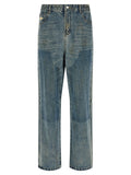 FOUND Blue Cotton Straight-Leg Jeans