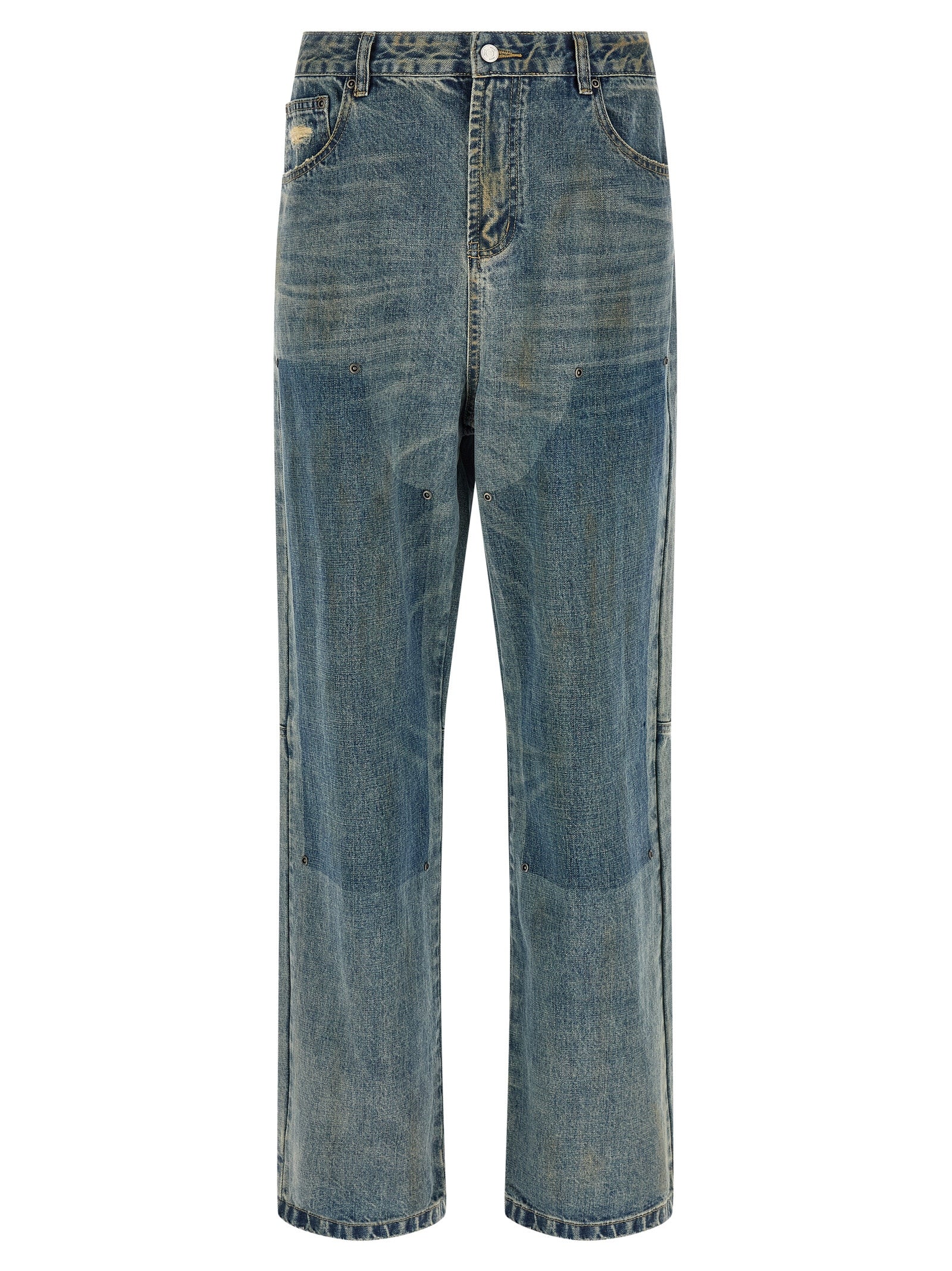 FOUND Blue Cotton Straight-Leg Jeans