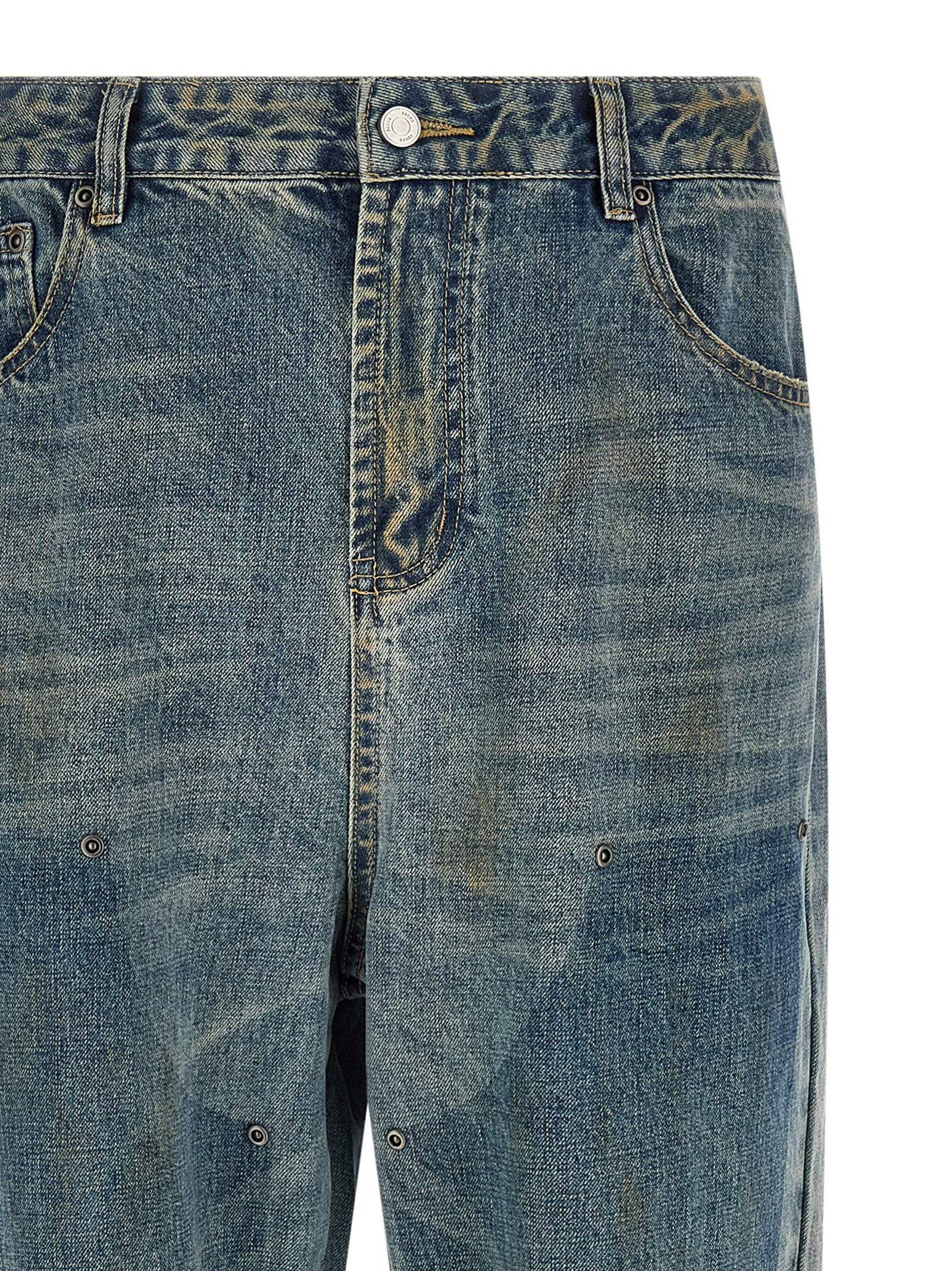 FOUND Blue Cotton Straight-Leg Jeans