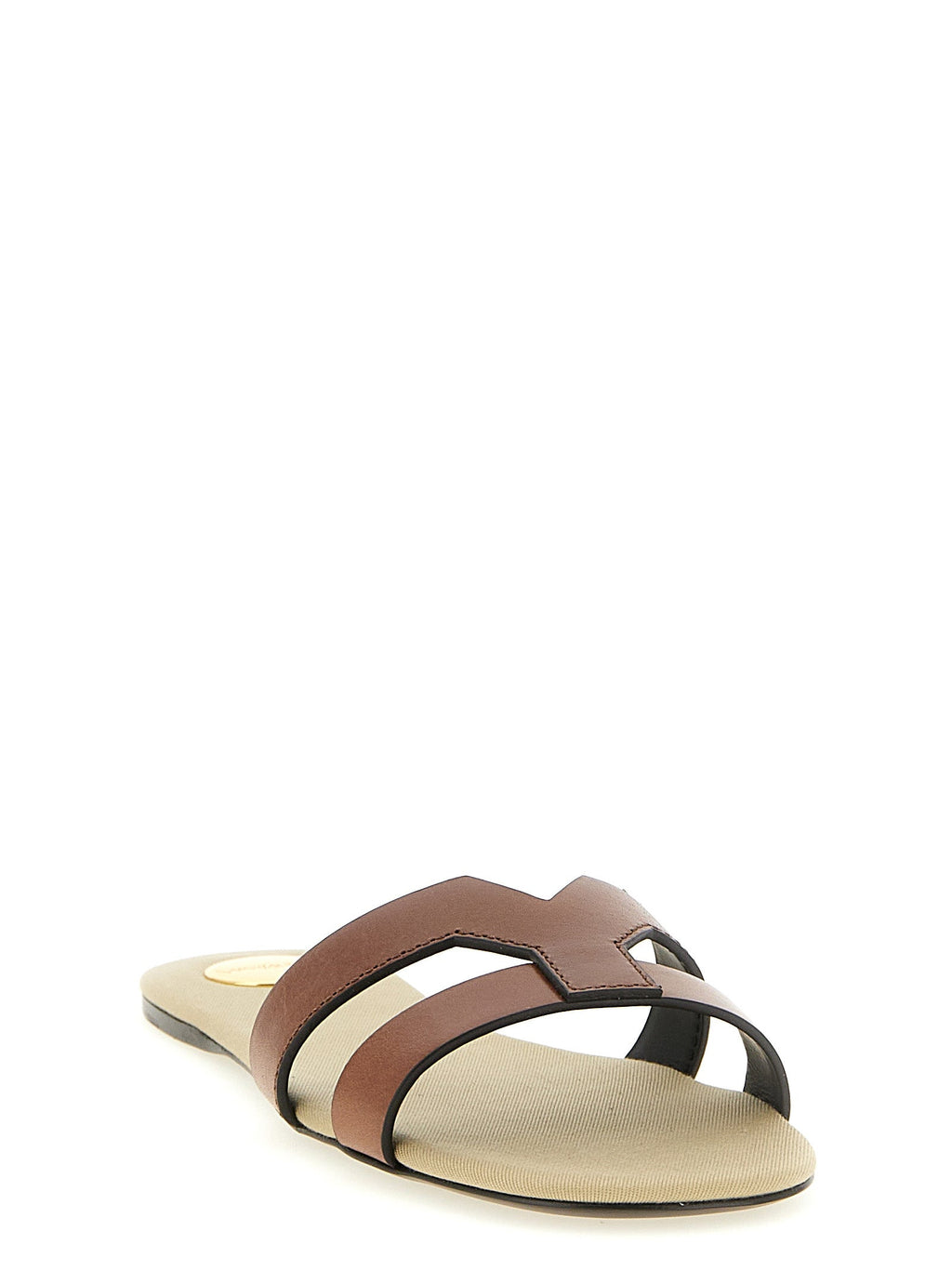 Saint Laurent Brown Calfskin Slides