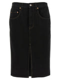 Saint Laurent Black Cotton Midi Skirt