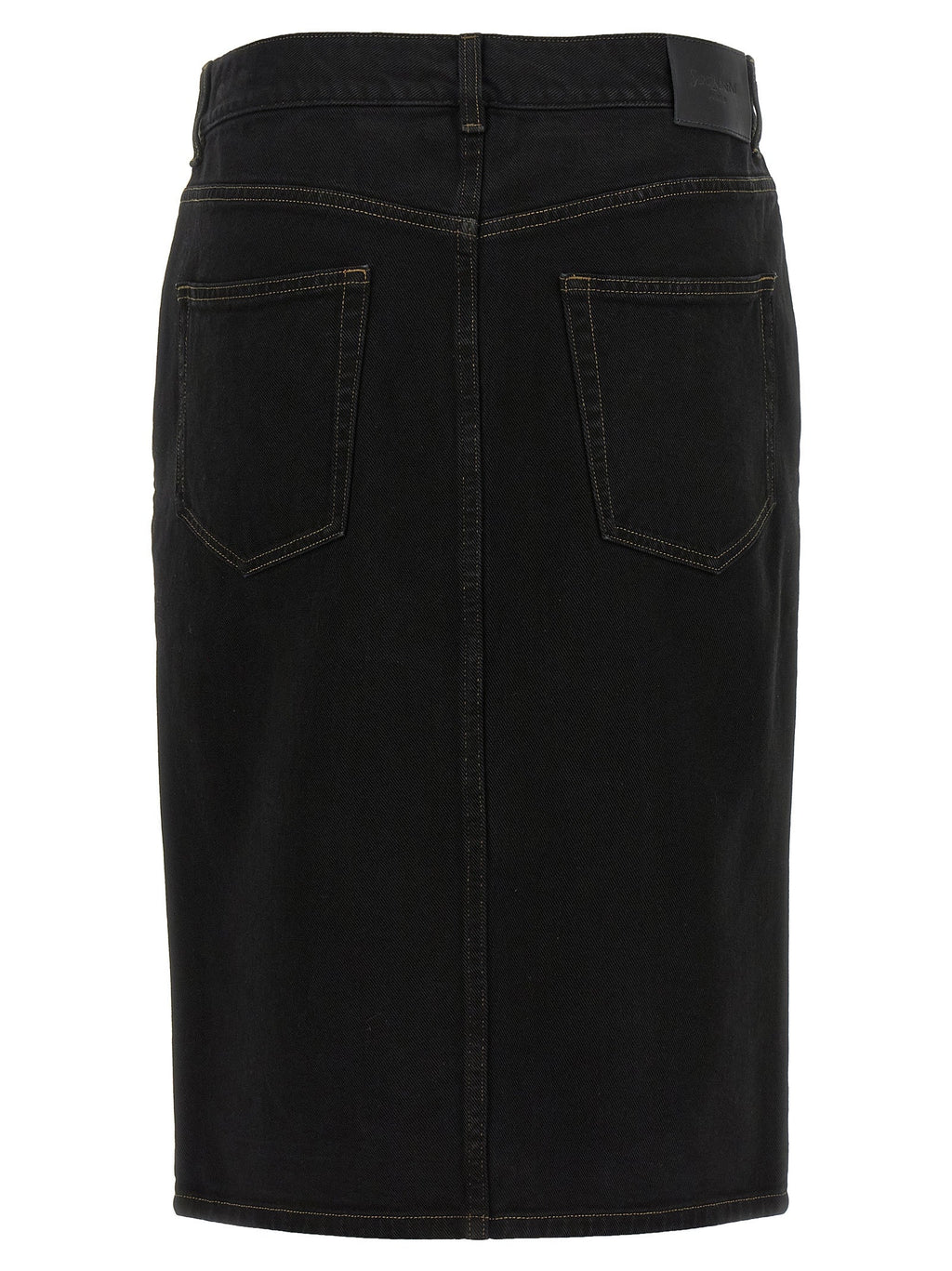 Saint Laurent Black Cotton Midi Skirt