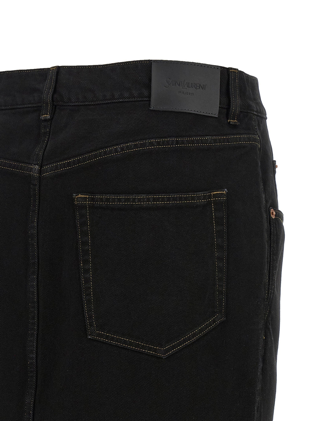 Saint Laurent Black Cotton Midi Skirt