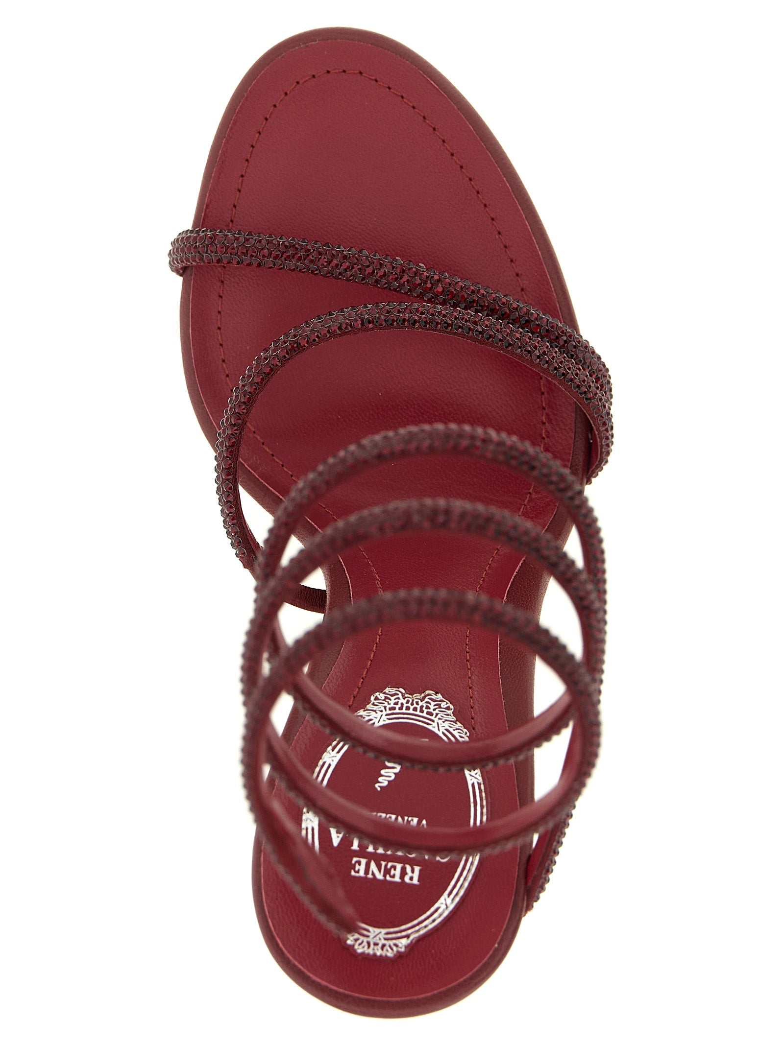 RENE CAOVILLA Bordeaux Viscose Stiletto Heel Sandals RENE CAOVILLA