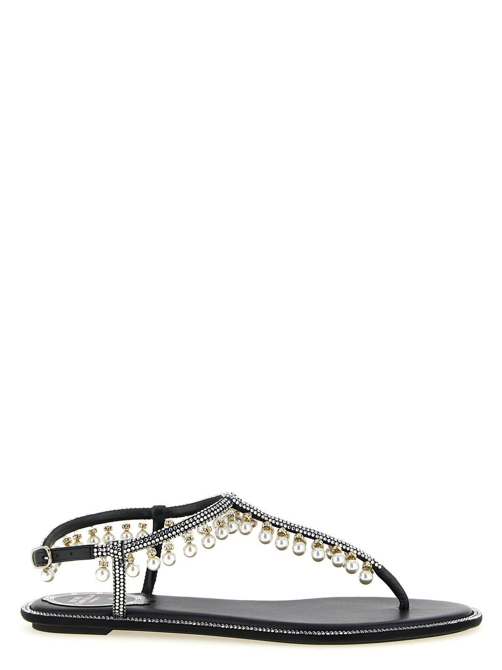 RENE CAOVILLA Bicolor Viscose Flat Sandals RENE CAOVILLA
