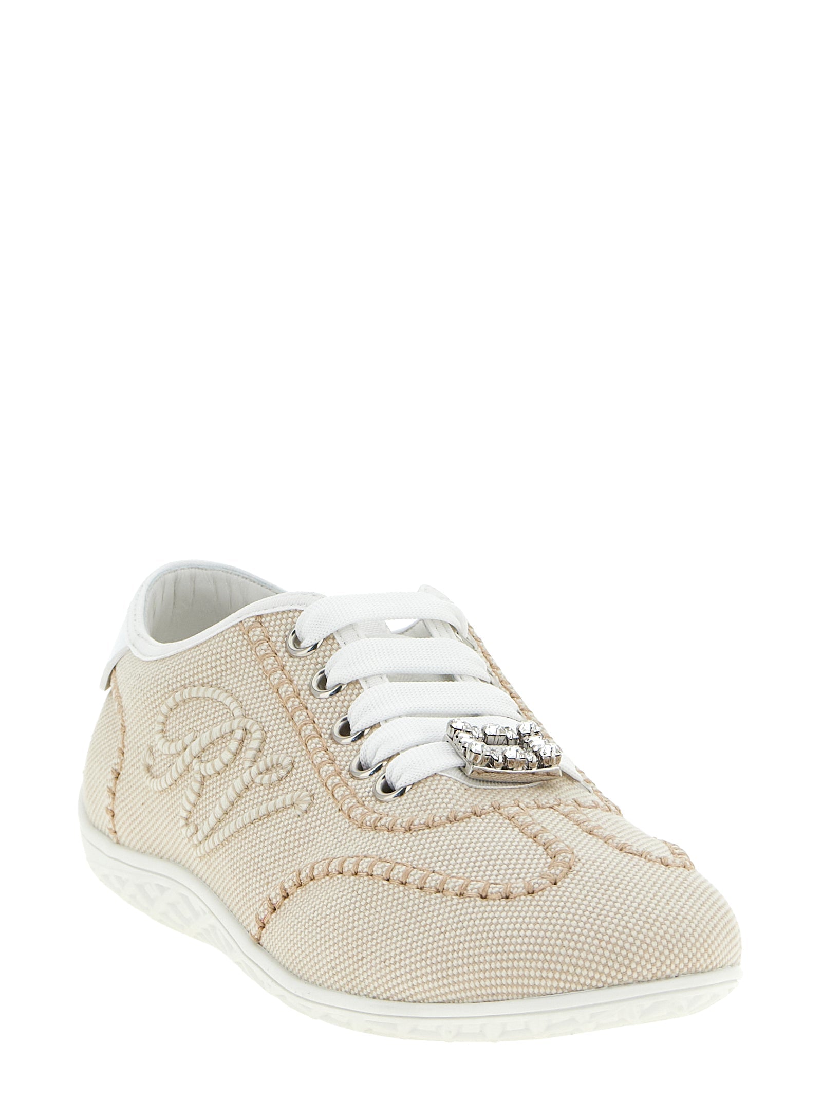 Roger Vivier Beige Polyamide Low Top Sneakers Roger Vivier