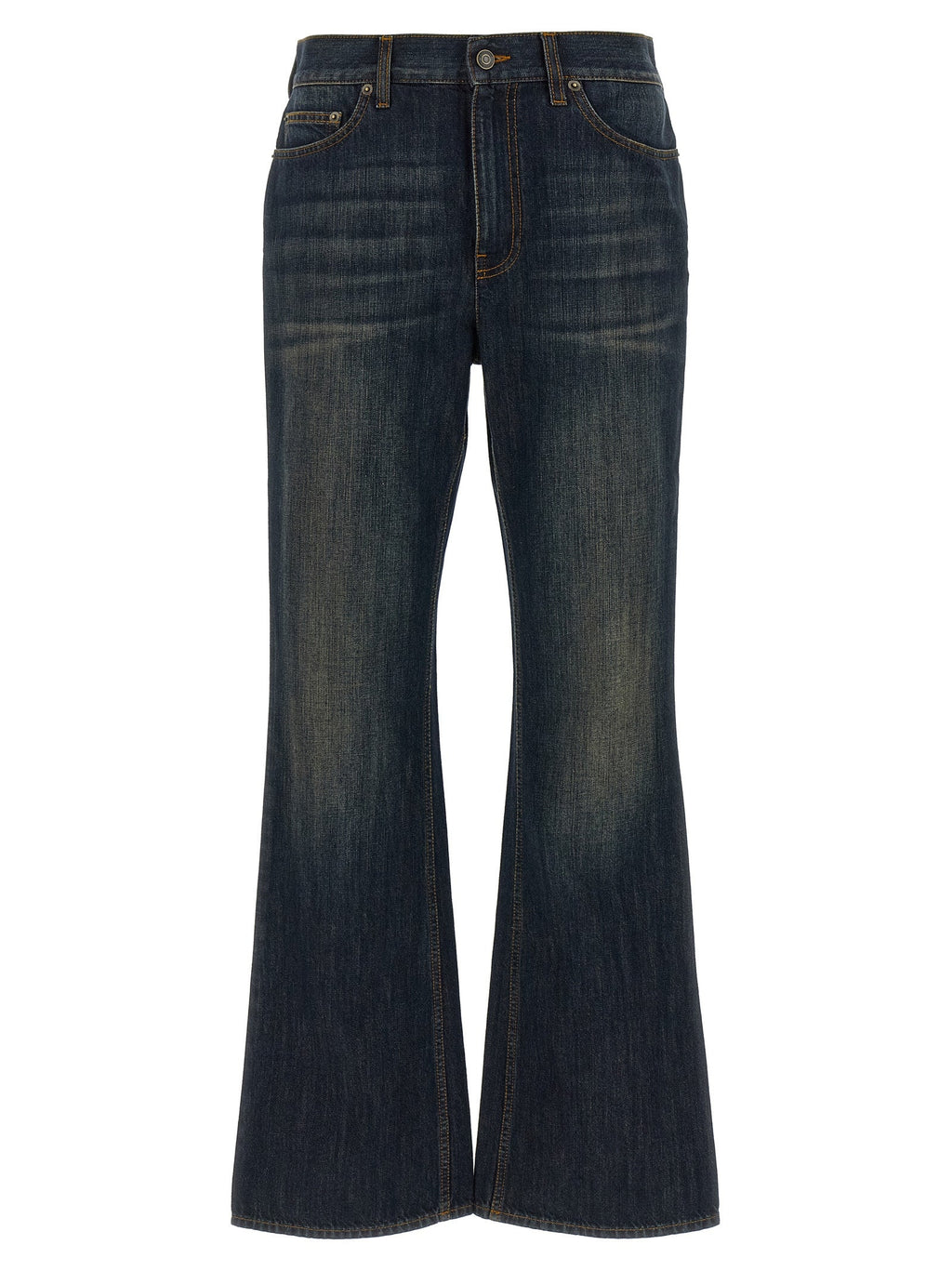 Burberry Blue Cotton Flared Jeans Burberry