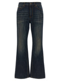 Burberry Blue Cotton Flared Jeans Burberry