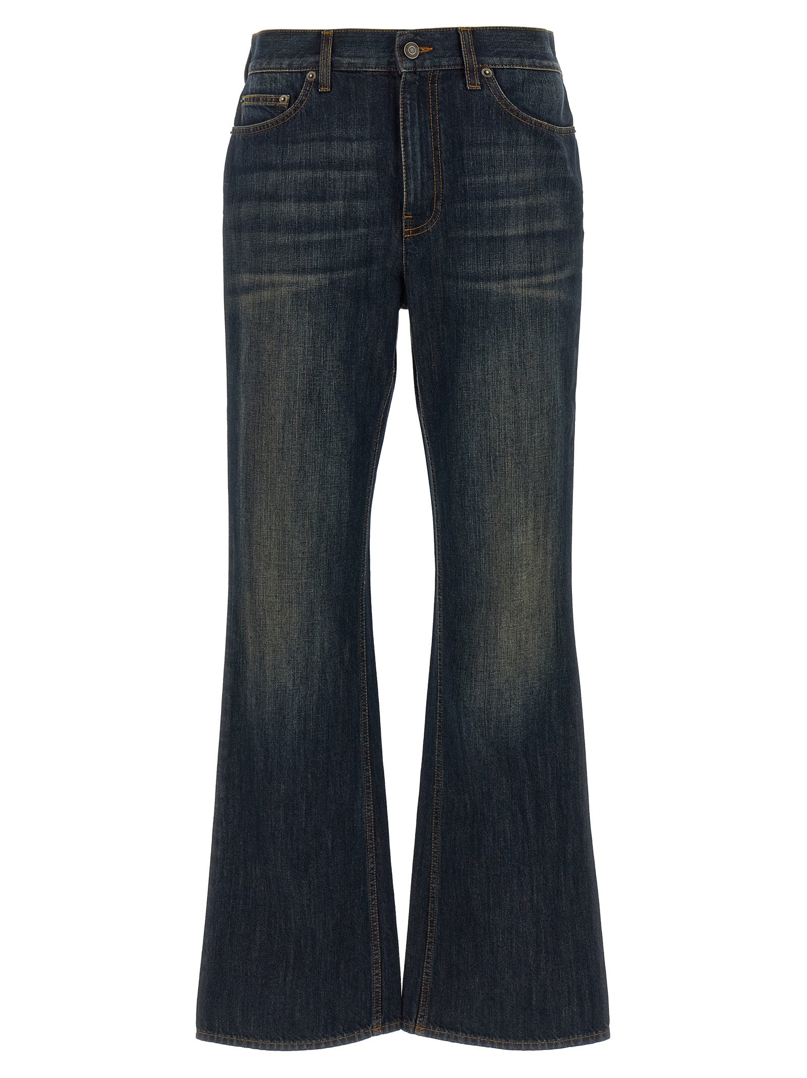 Burberry Blue Cotton Flared Jeans Burberry