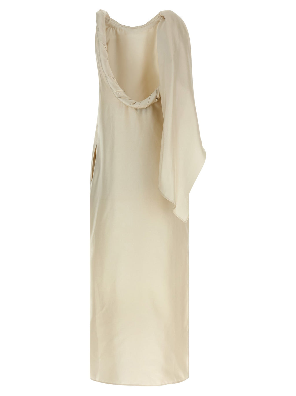 Loulou De Saison Beige Silk Midi Dress Loulou De Saison