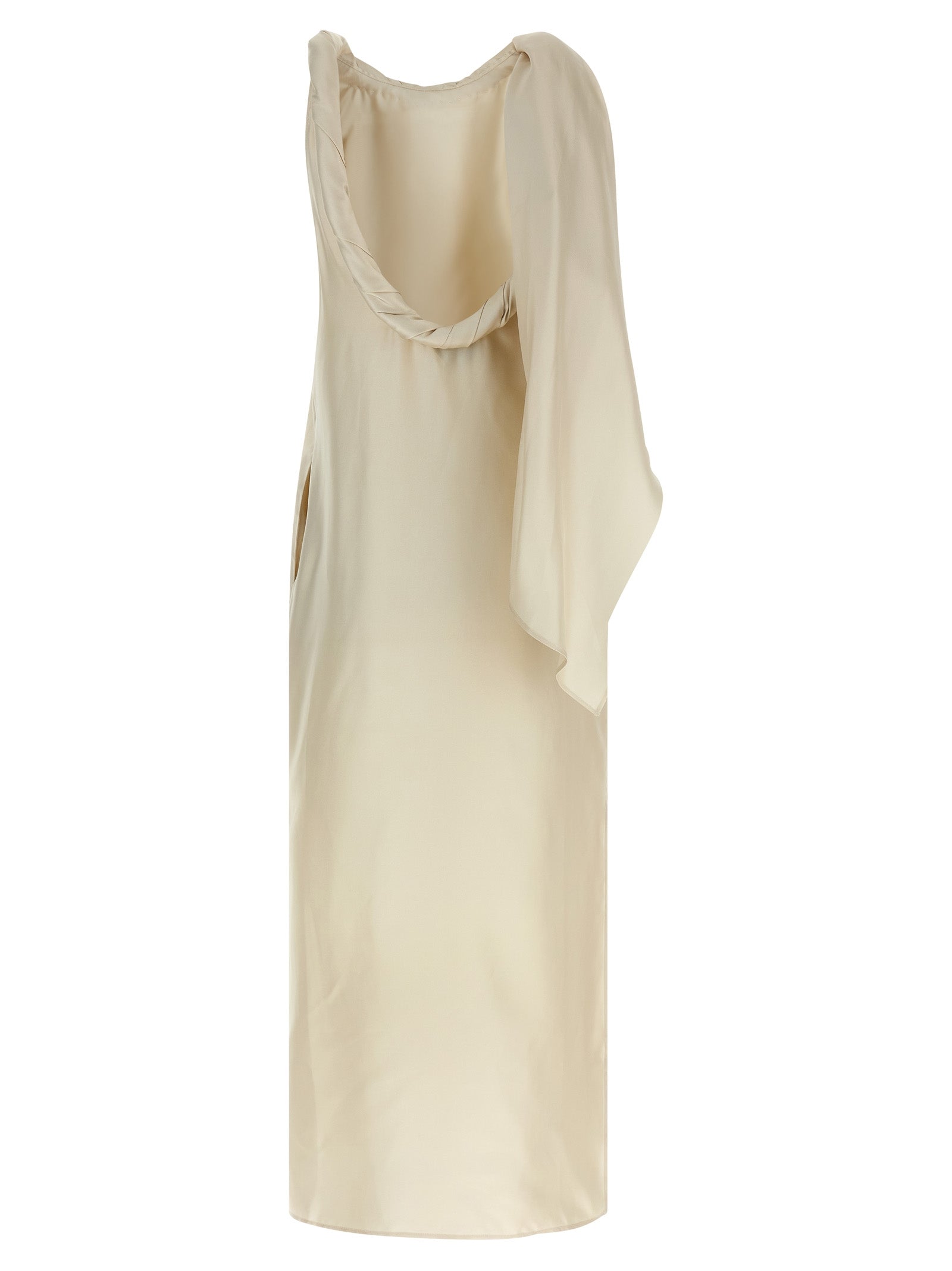 Loulou De Saison Beige Silk Midi Dress Loulou De Saison
