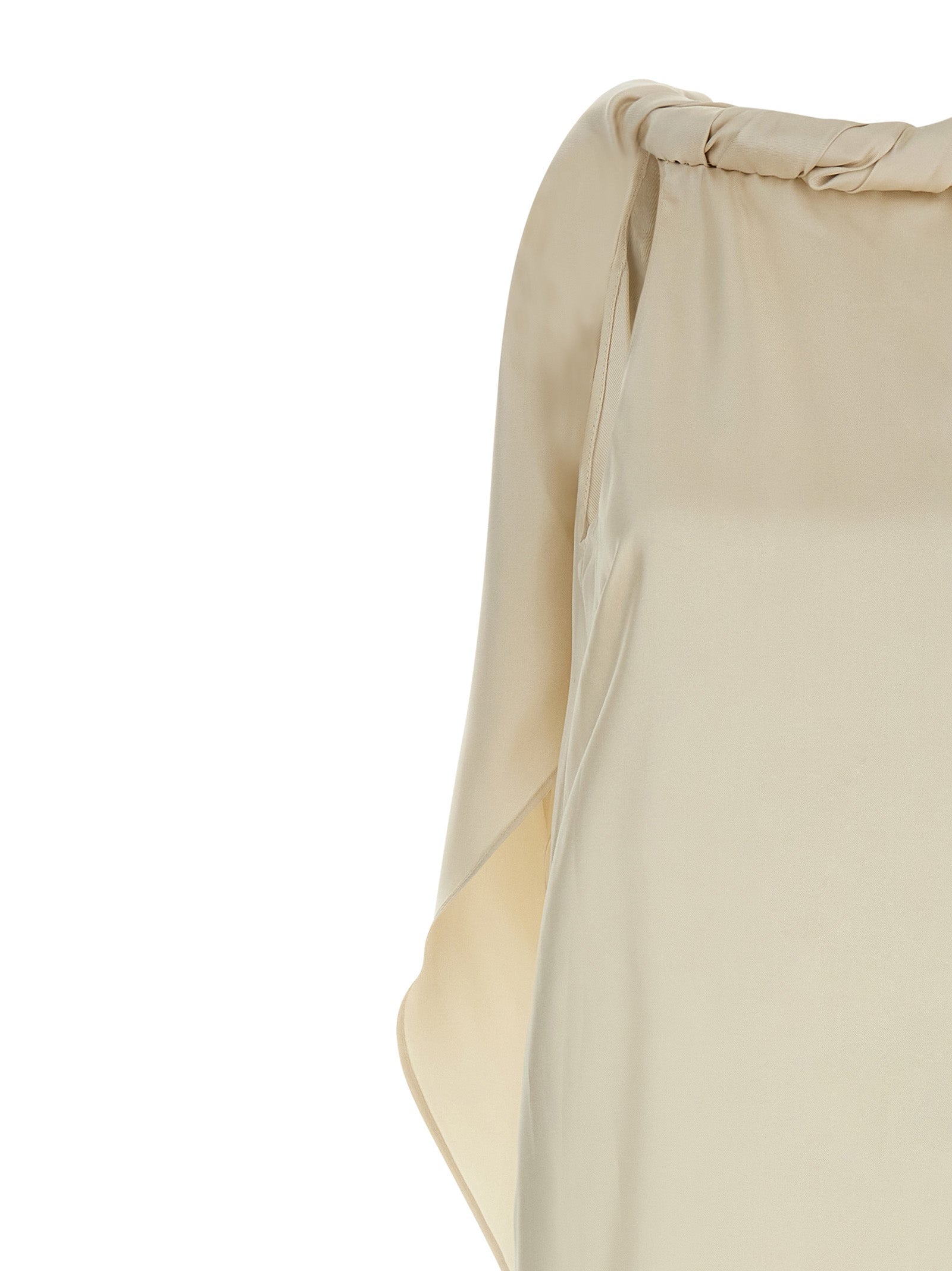 Loulou De Saison Beige Silk Midi Dress Loulou De Saison