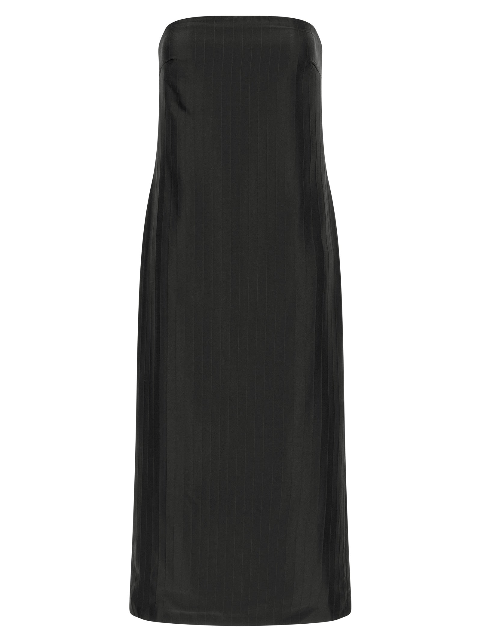Loulou De Saison Black Viscose Midi Dress Loulou De Saison