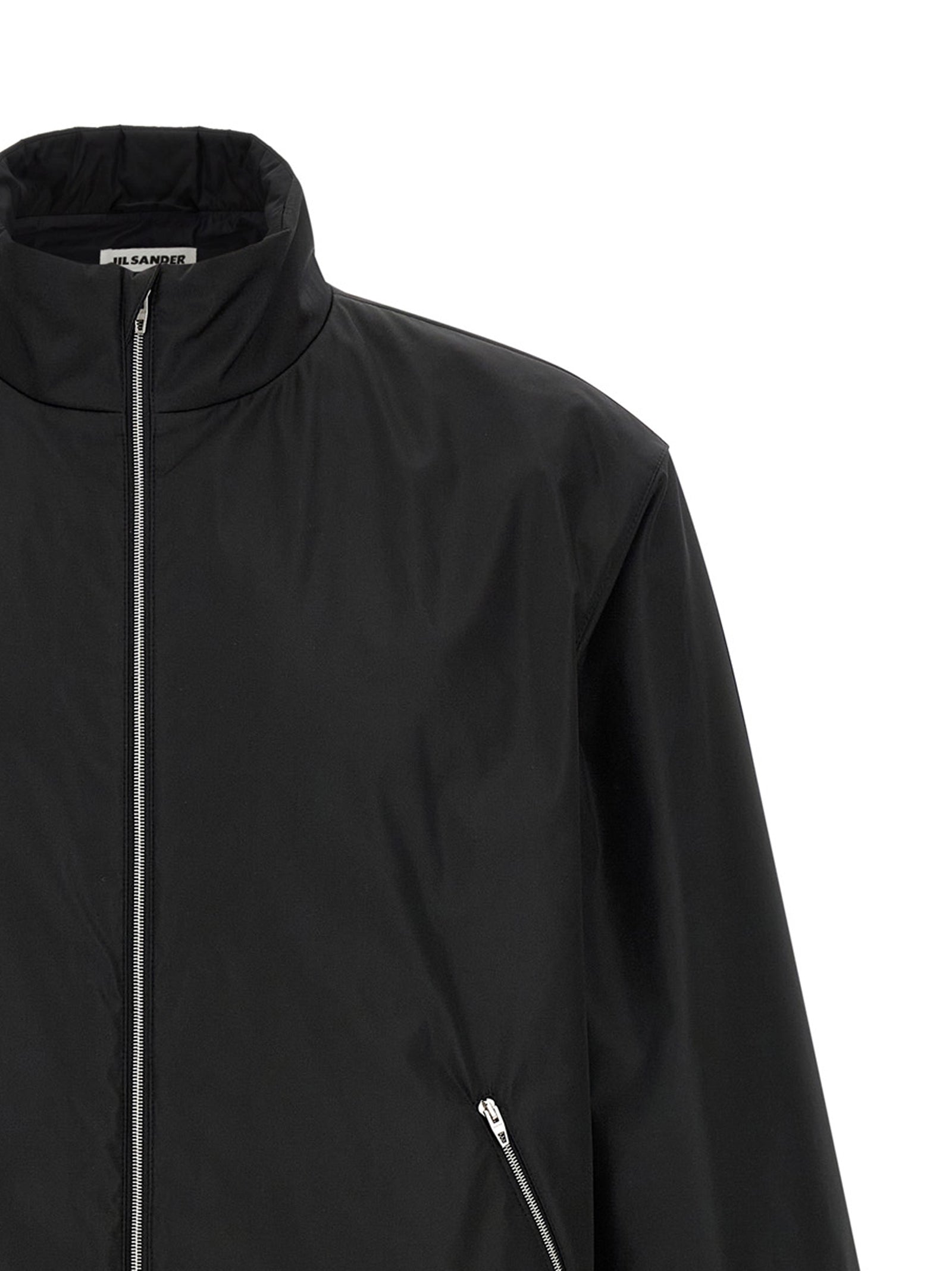 Jil Sander Black Polyester Full-Length Jacket Jil Sander