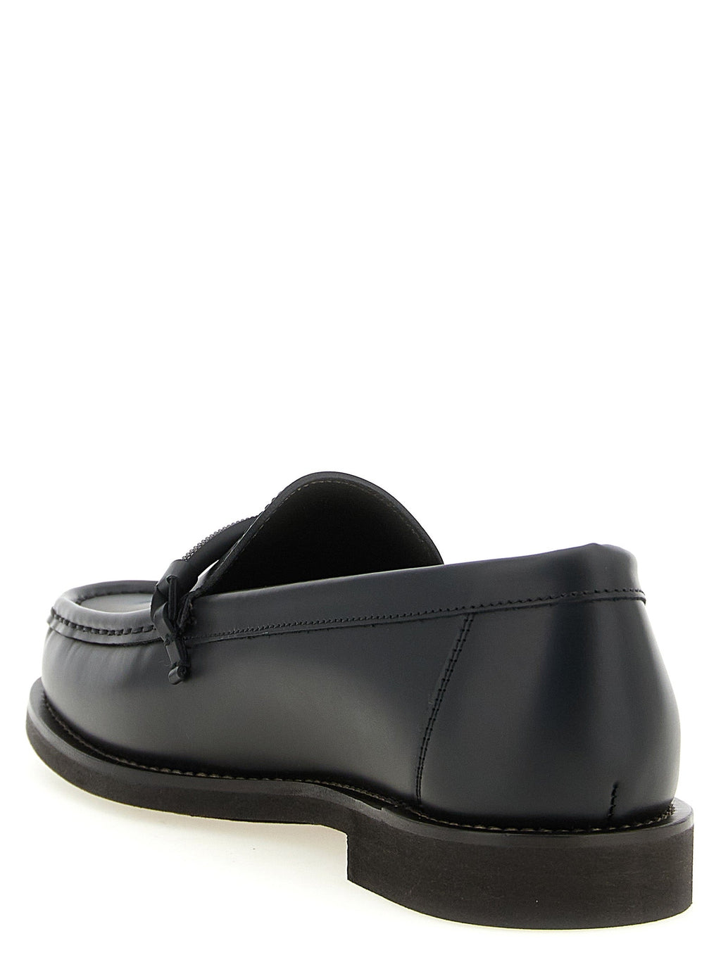 Brunello Cucinelli Black Calfskin Slip-On Loafers Brunello Cucinelli