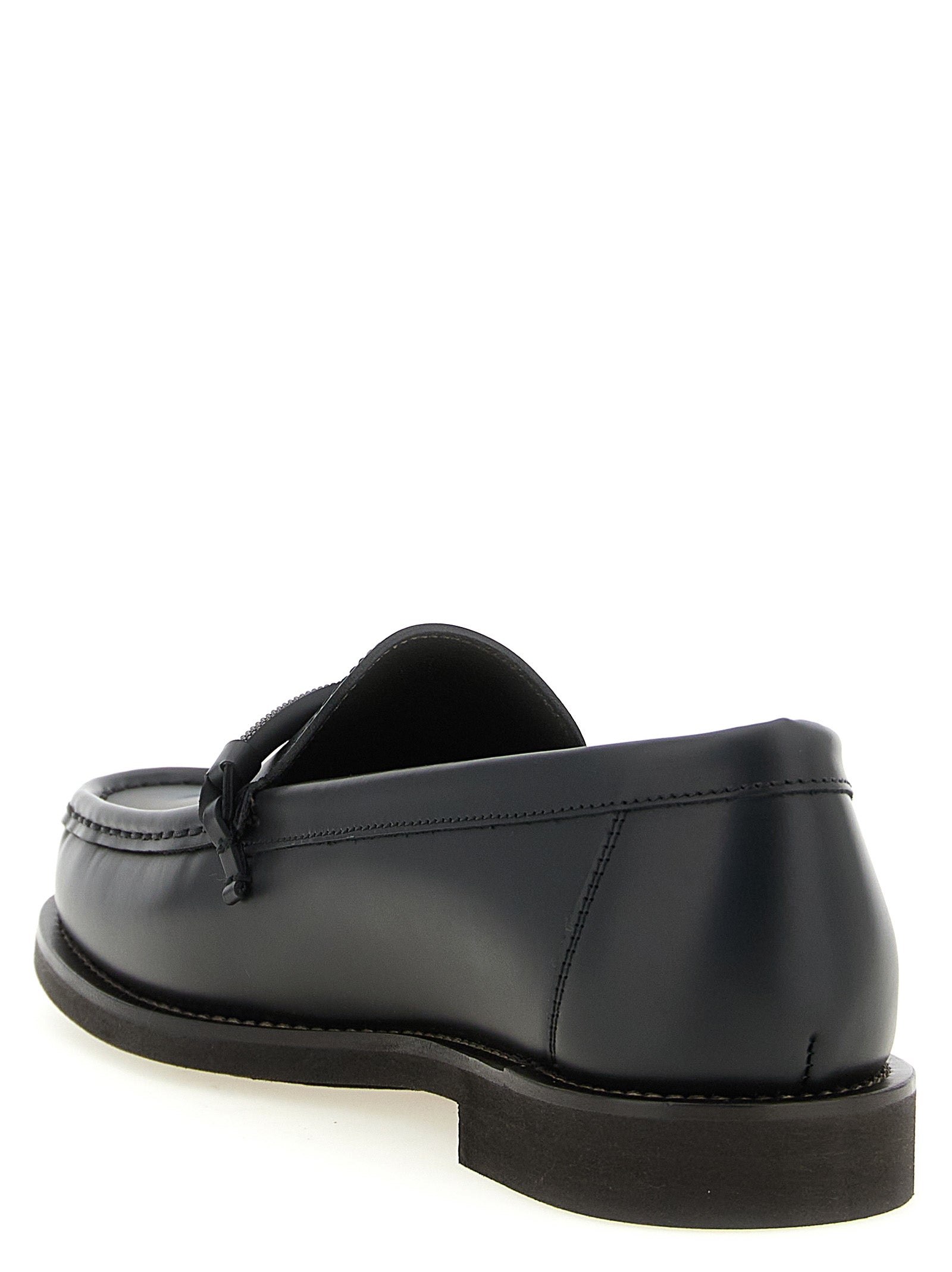 Brunello Cucinelli Black Calfskin Slip-On Loafers Brunello Cucinelli