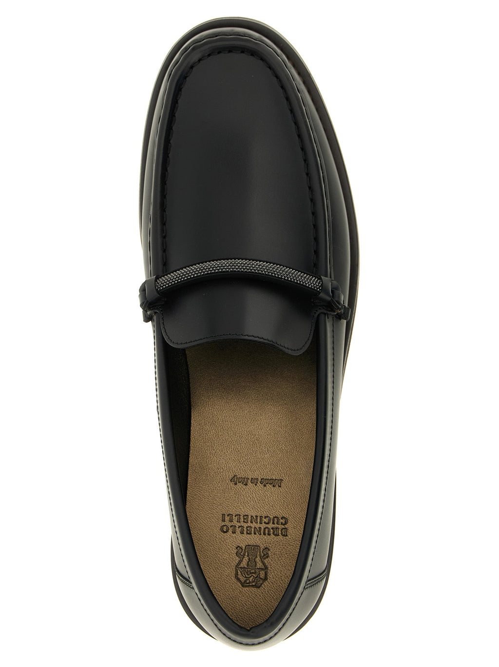 Brunello Cucinelli Black Calfskin Slip-On Loafers Brunello Cucinelli