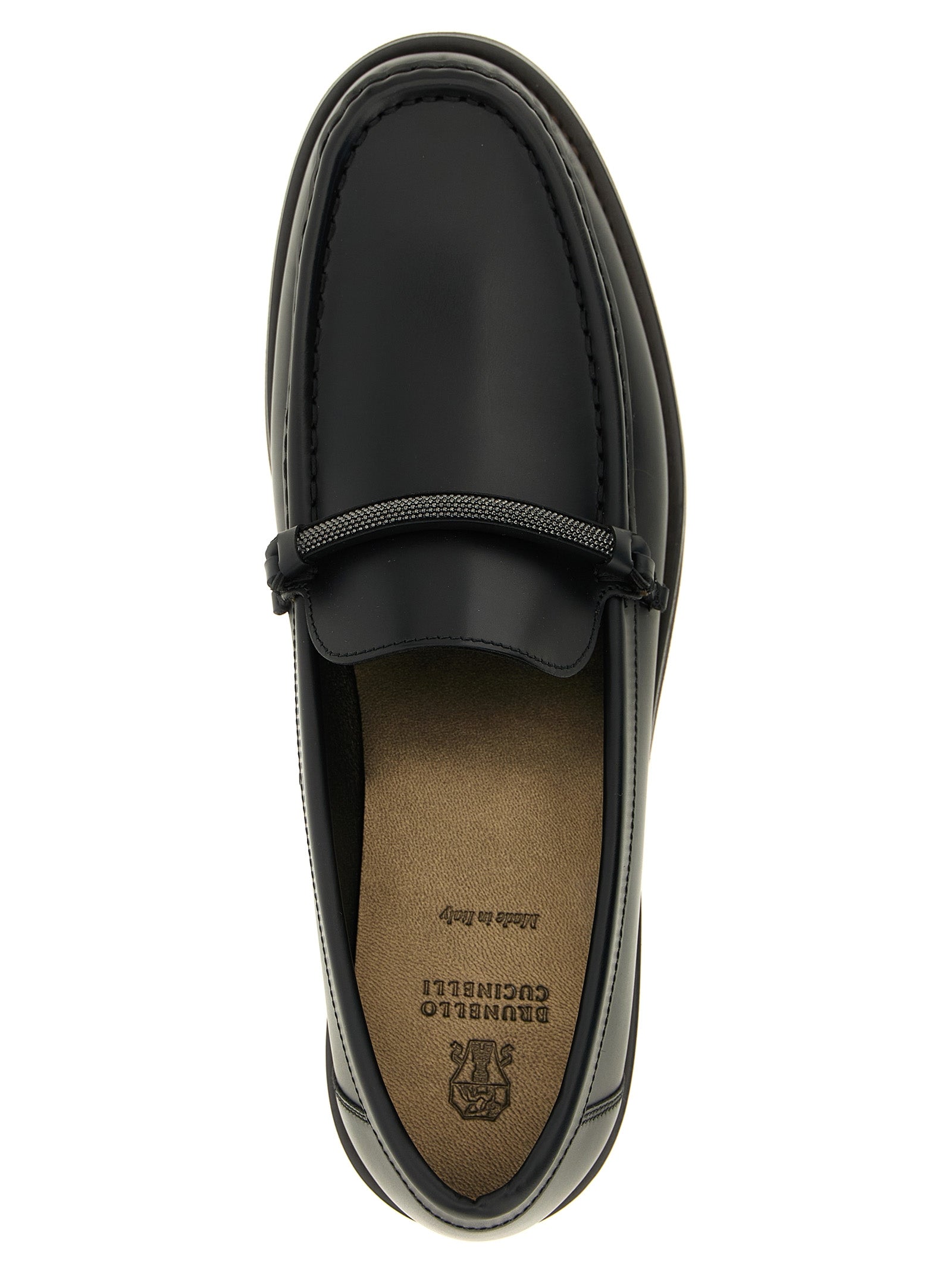 Brunello Cucinelli Black Calfskin Slip-On Loafers Brunello Cucinelli